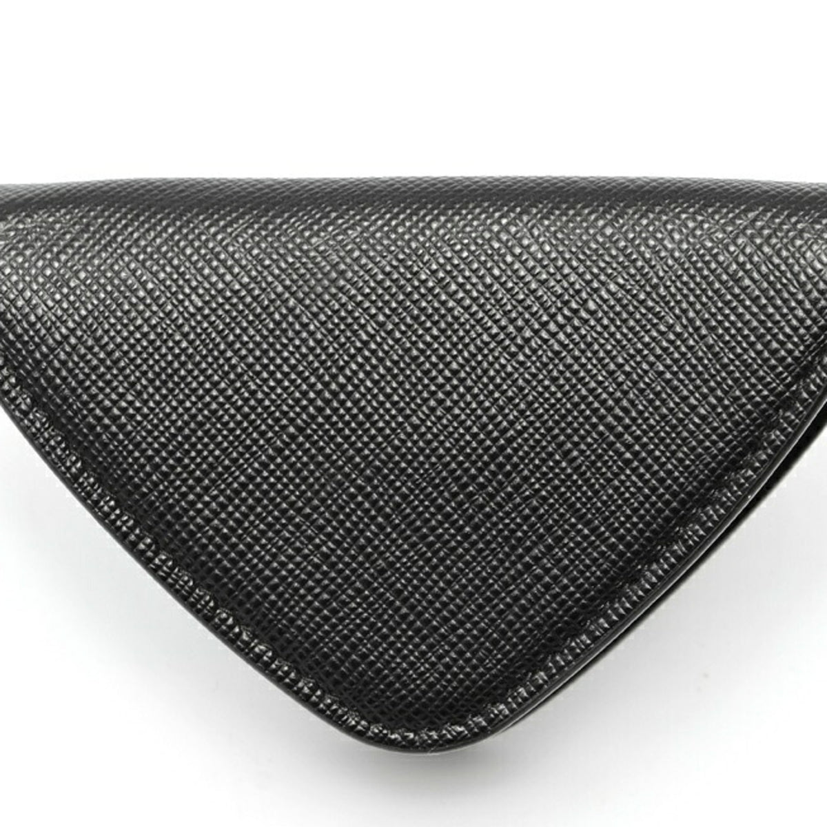 Prada Black Saffiano Triangle Leather Coin Purse/Coin Case (Pre-Owned)