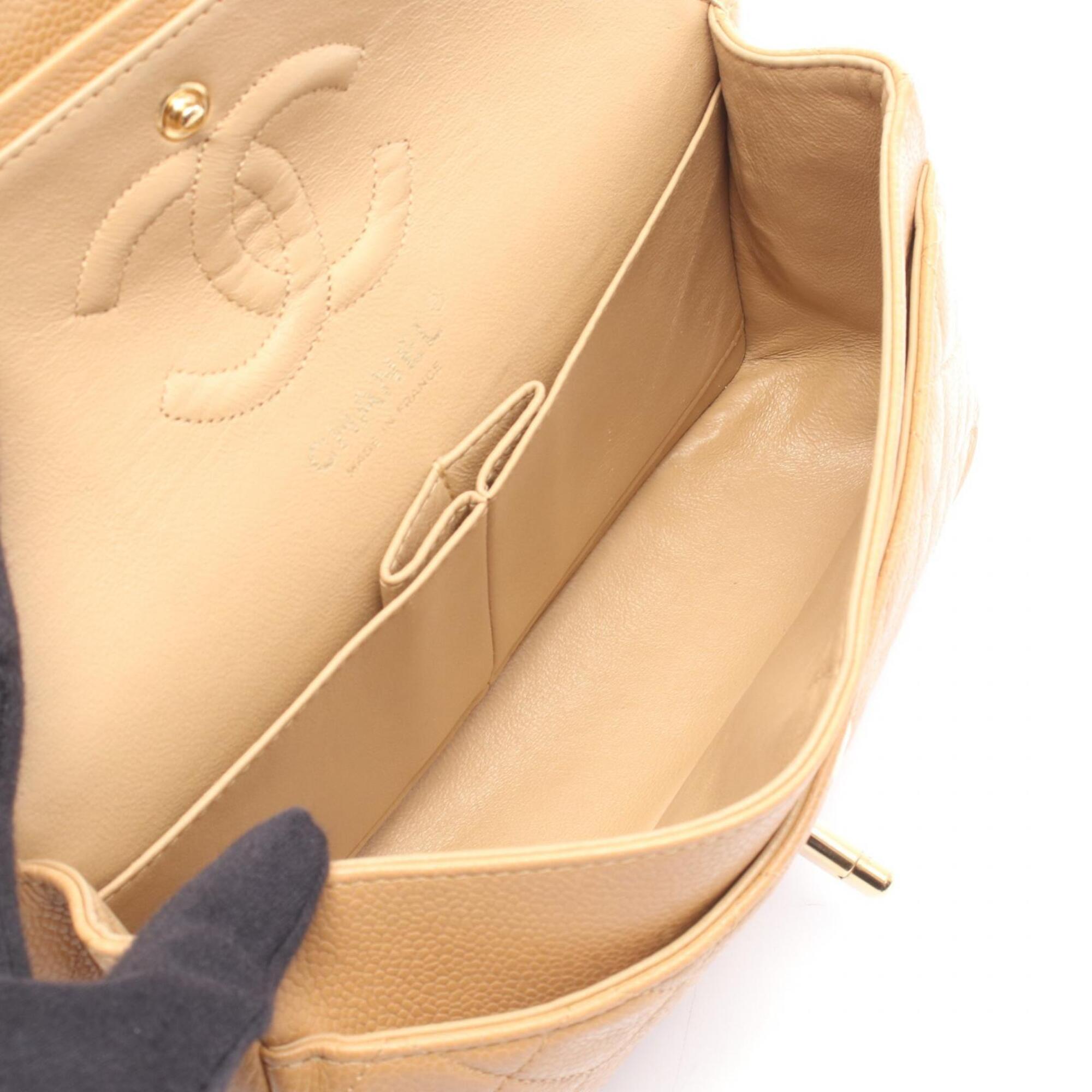 Chanel Beige Grained Calfskin Handbag Shoulder Bag (Pre-Owned)