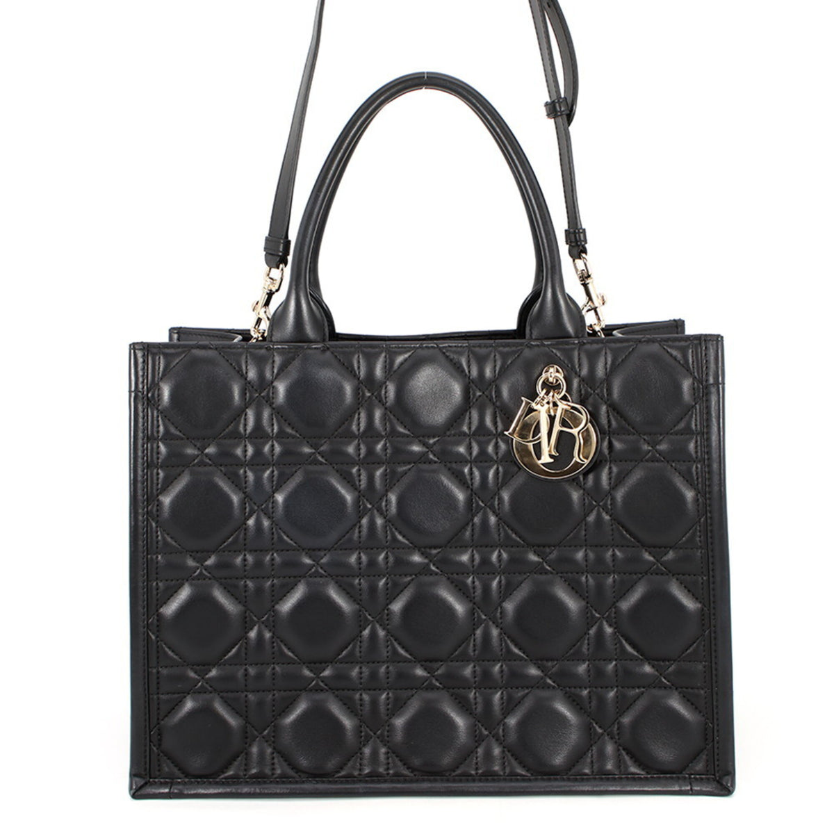 Christian Dior Black Leather Handbag Tote Bag (Pre-Owned)
