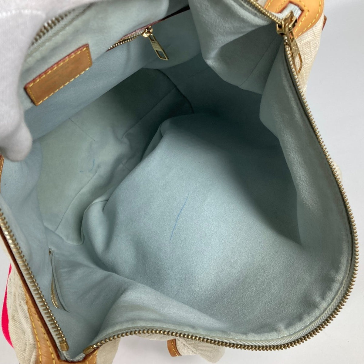 Louis Vuitton Blue Pink Monogram Denim Shoulder Bag Tote Bag (Pre-Owned)