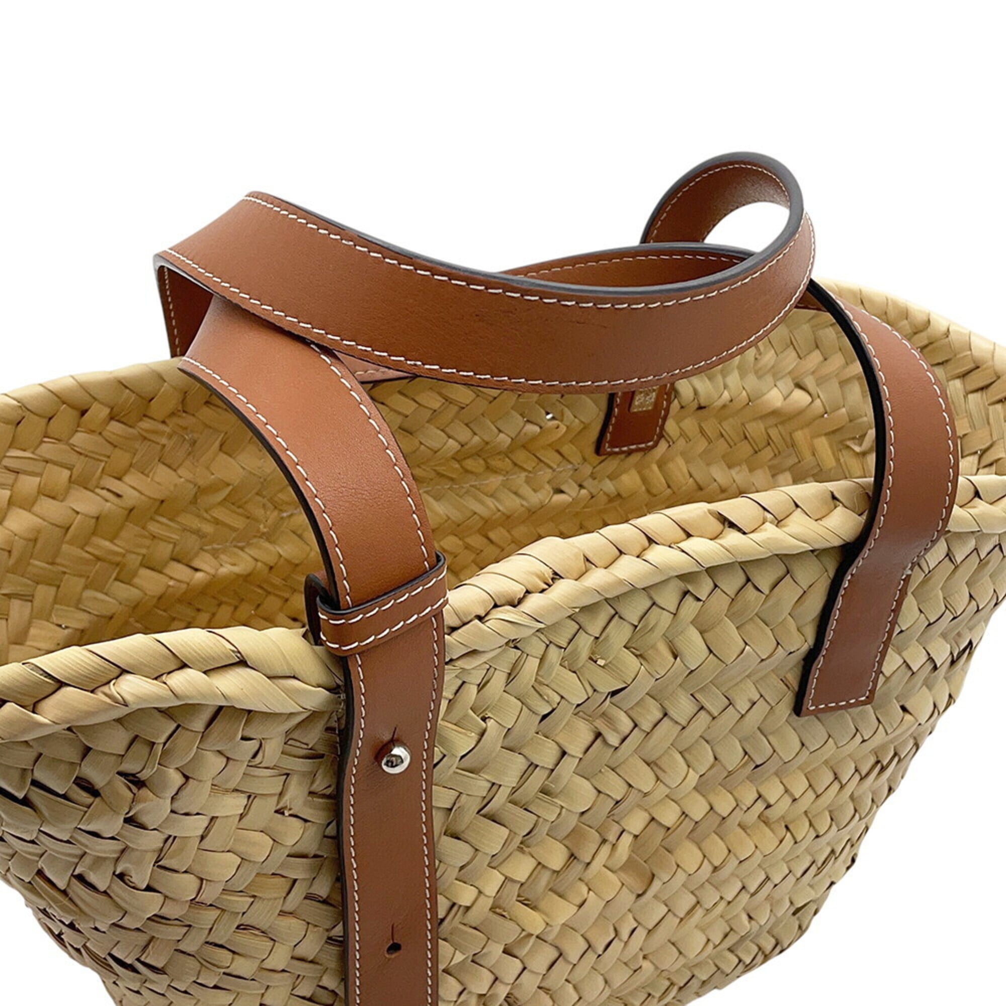 Loewe Brown Raffia Leather Basket Handbag (Pre-Owned)