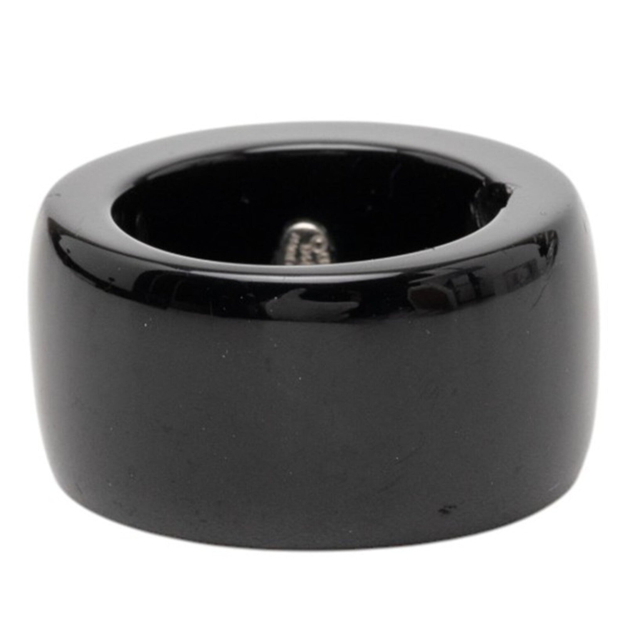 Chanel Black Multi-Color Plastic Band Ring (Pre-Owned)