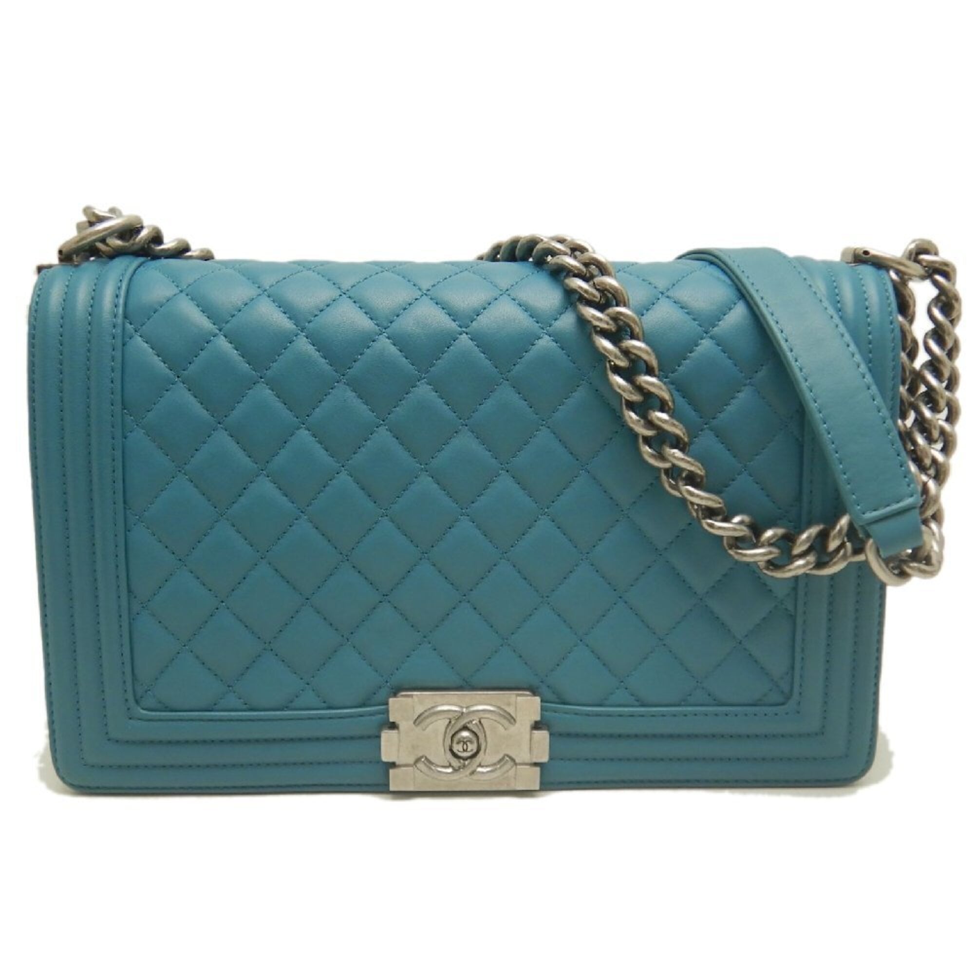 Chanel Matelasse Blue Leather Shoulder Bag (Pre-Owned)