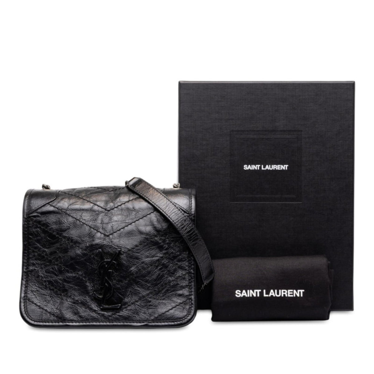 Saint Laurent Black Leather Shoulder Bag (Pre-Owned)