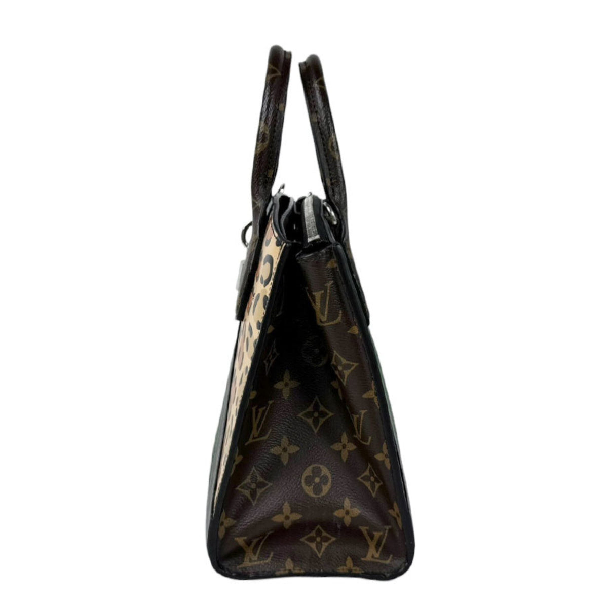 Louis Vuitton Brown Green Monogram Monogram Leather Suede Handbag Shoulder Bag (Pre-Owned)
