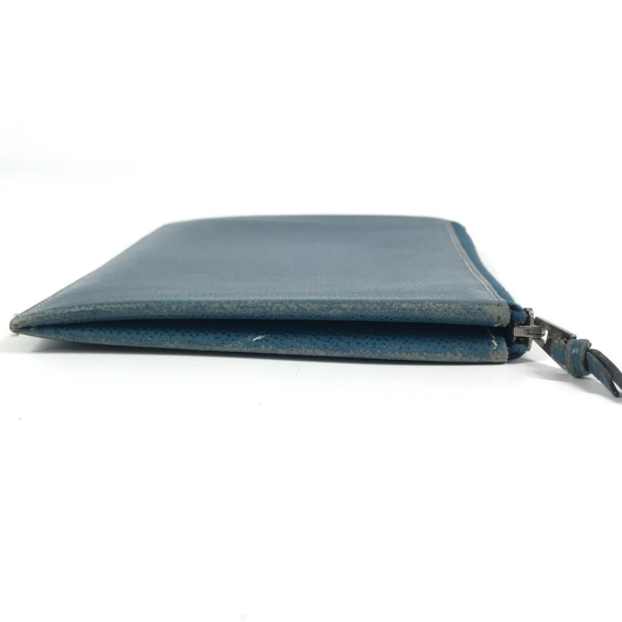 Hermes Blue Epsom Leather Clutch Bag Pouch (Pre-Owned)