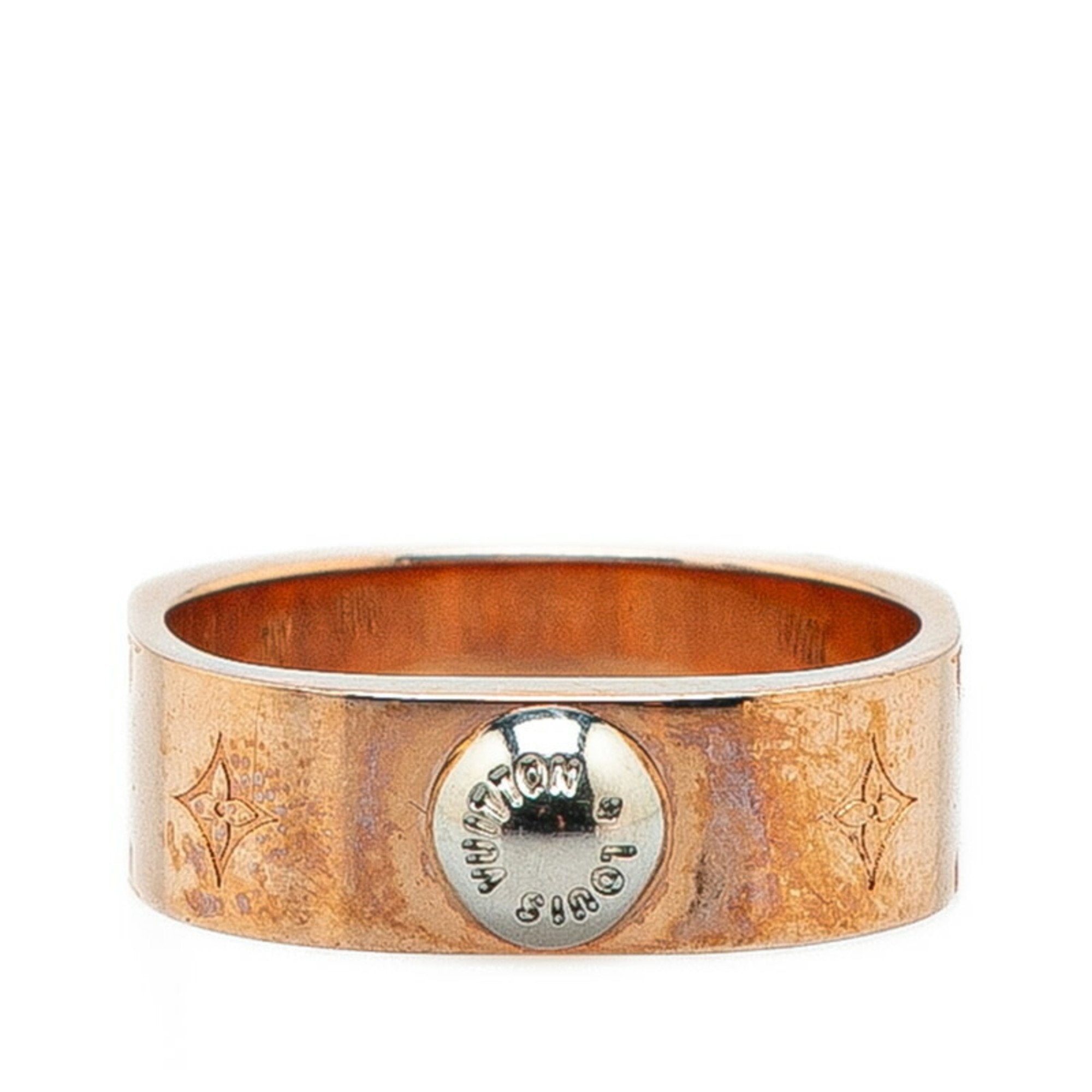 Louis Vuitton Silver Pink Gold Gold Plating Metal Band Ring (Pre-Owned)