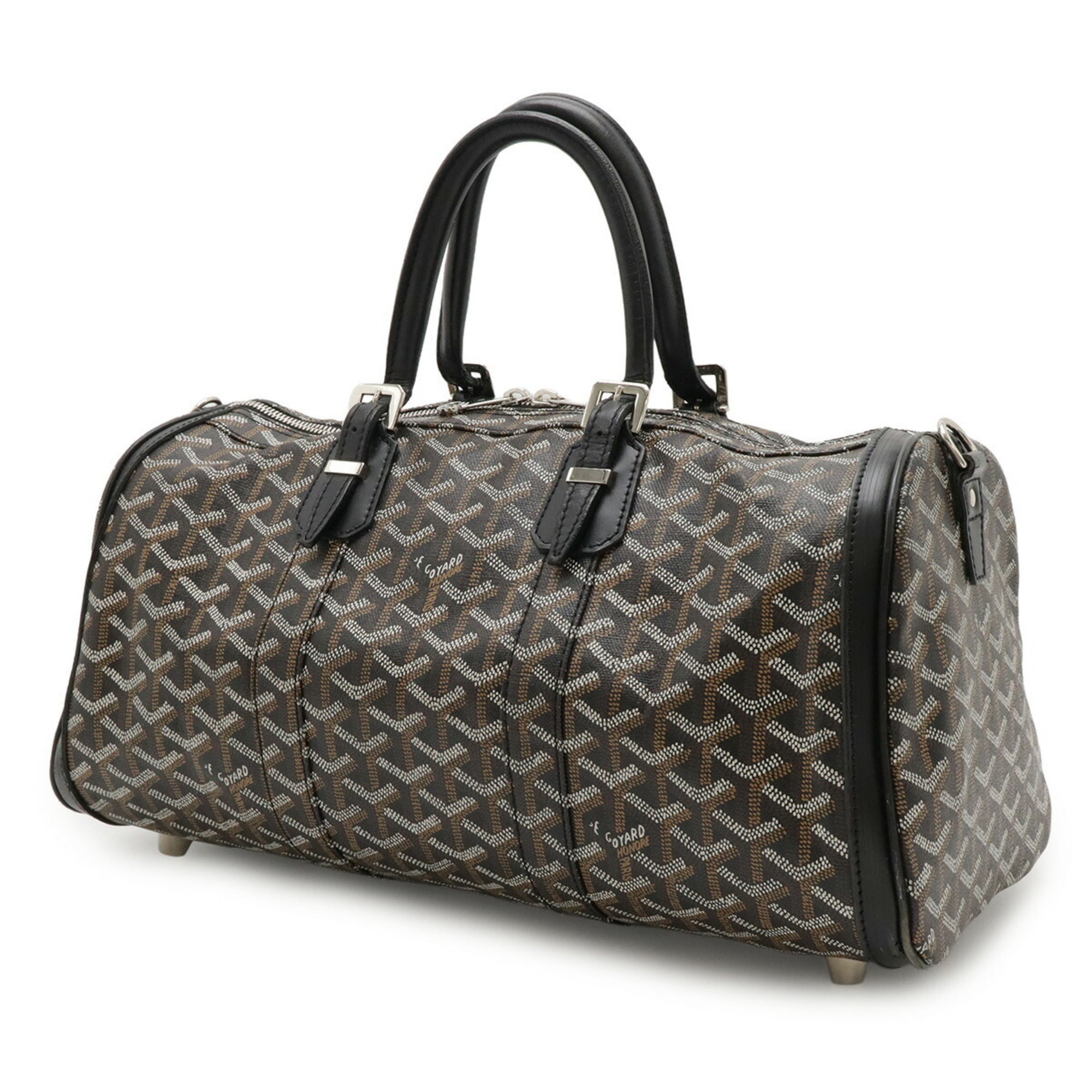 Goyard Black Brown White Coated Canvas Leather Handbag (Pre-Owned)