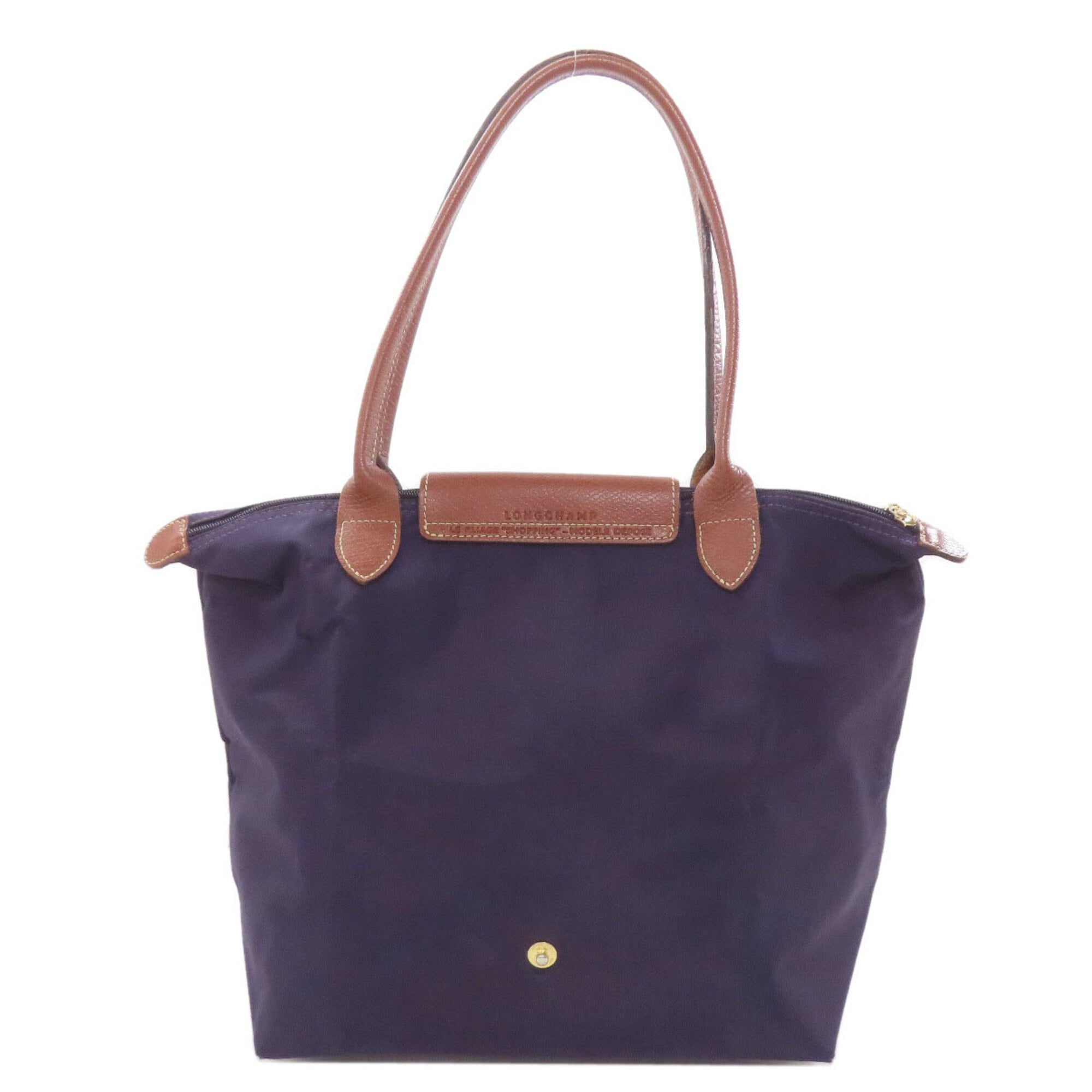 Longchamp Le Pliage Brown Purple Nylon Handbag (Pre-Owned)