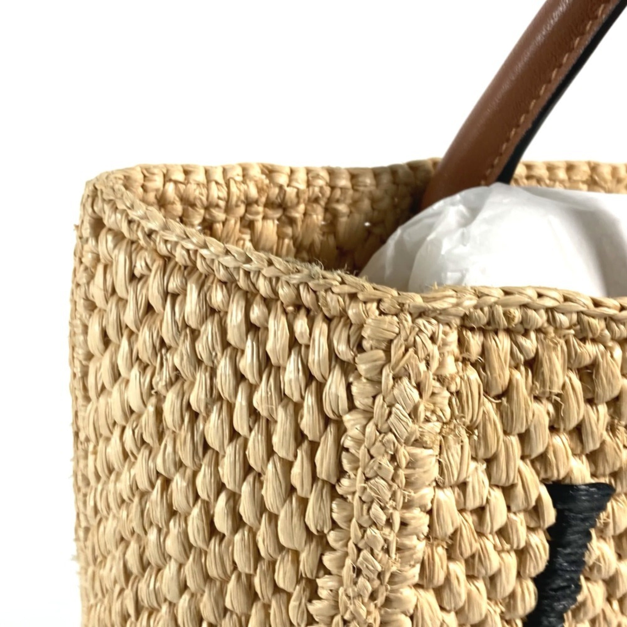 Loewe Beige Brown Raffia Handbag Shoulder Bag Tote Bag (Pre-Owned)