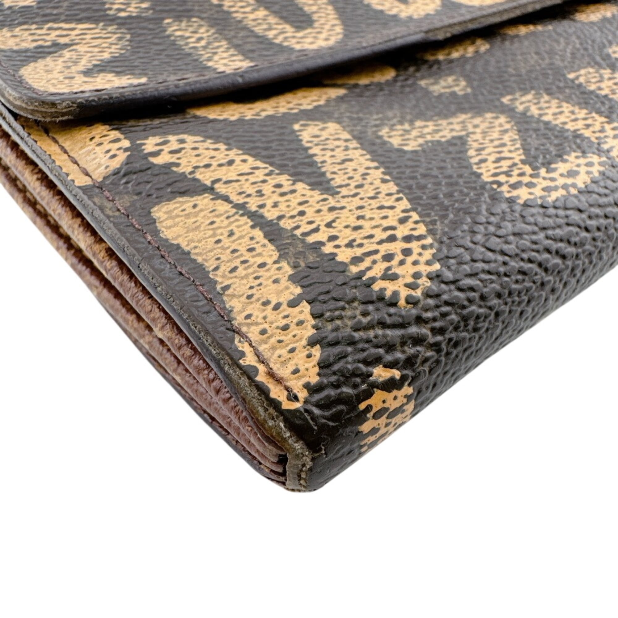 Louis Vuitton Brown Leather Long Wallet (Tri-Fold) (Pre-Owned)