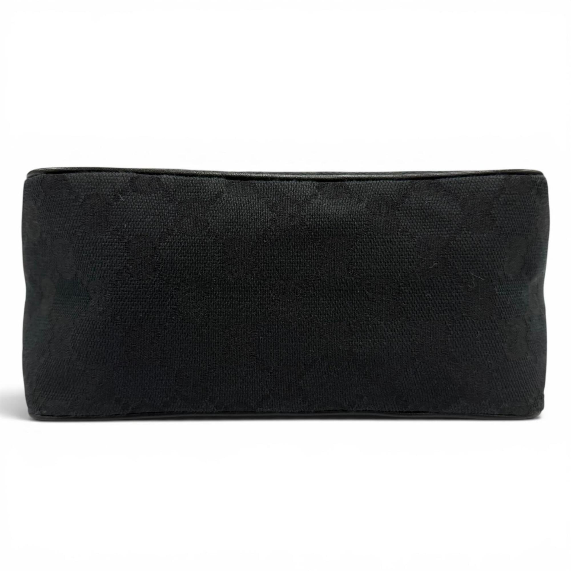 Gucci Black Gg Canvas Leather Handbag Pouch (Pre-Owned)