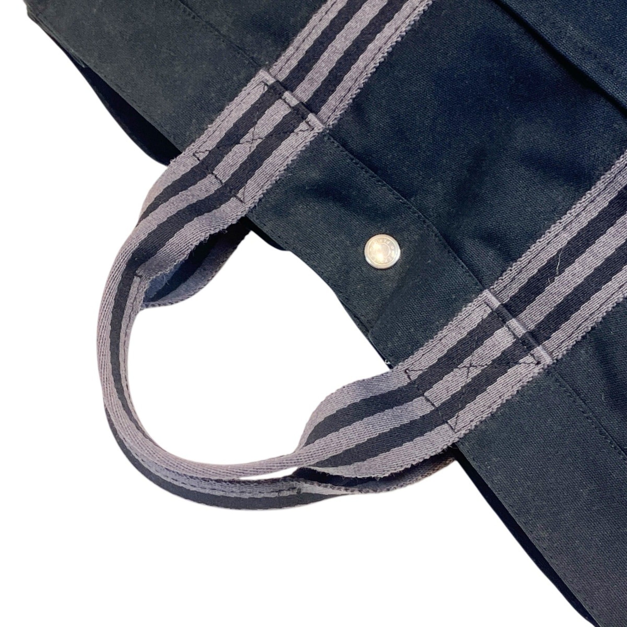 Hermes Black Gray Canvas Tote Bag (Pre-Owned)