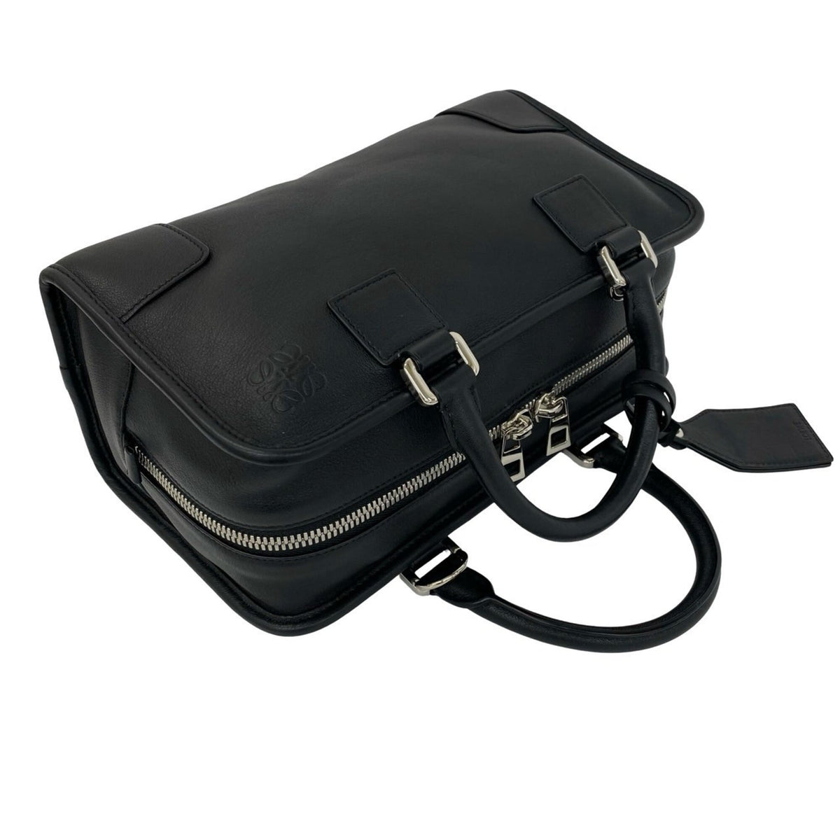 Loewe Black Leather Boston Bag Handbag Shoulder Bag (Pre-Owned)