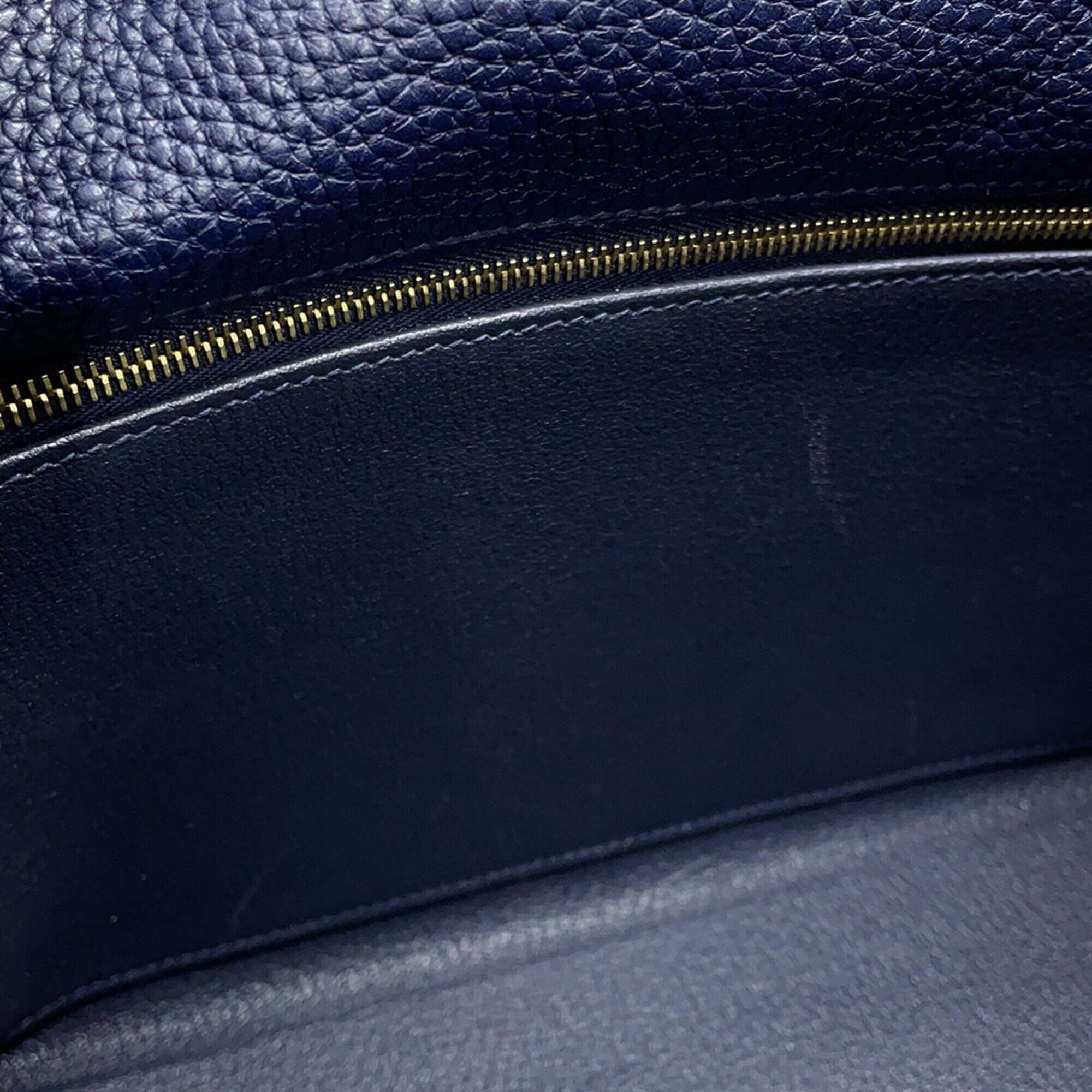 Hermes Kelly Blue Nuit Taurillon Clemence Leather Handbag (Pre-Owned)