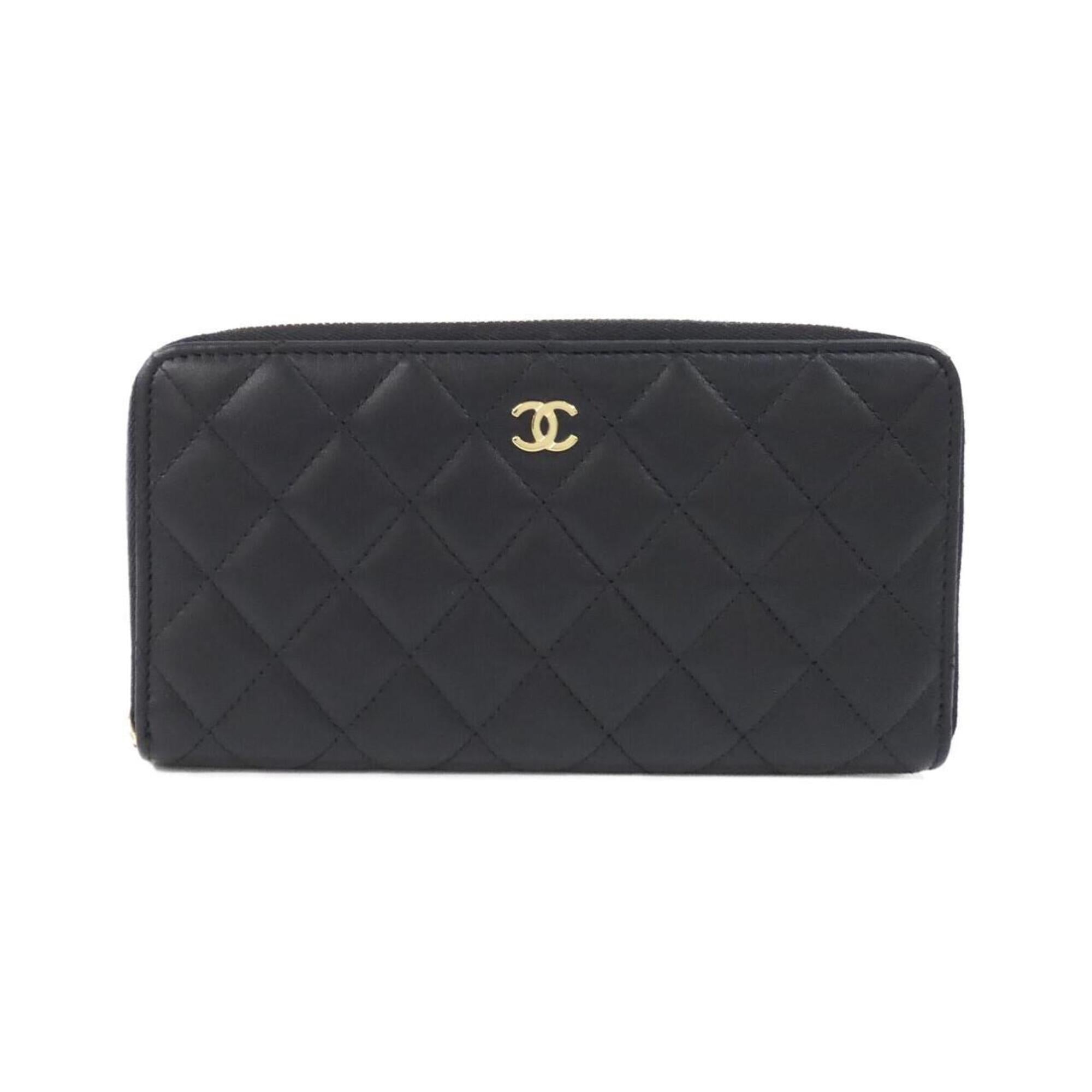Chanel Black Bordeaux Leather Long Wallet (Bi-Fold) (Pre-Owned)
