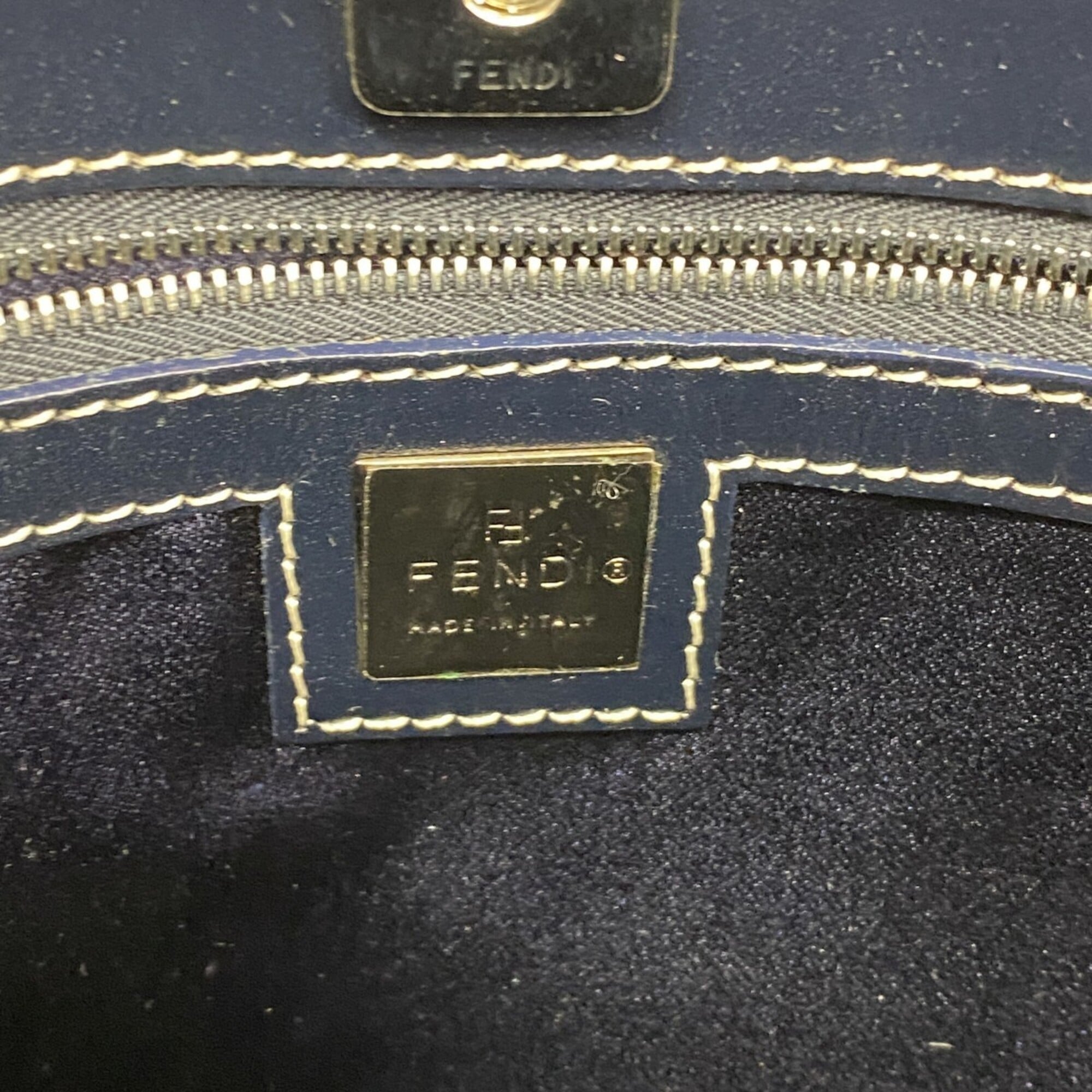 Fendi Gray Navy Nylon Canvas Tote Bag (Pre-Owned)
