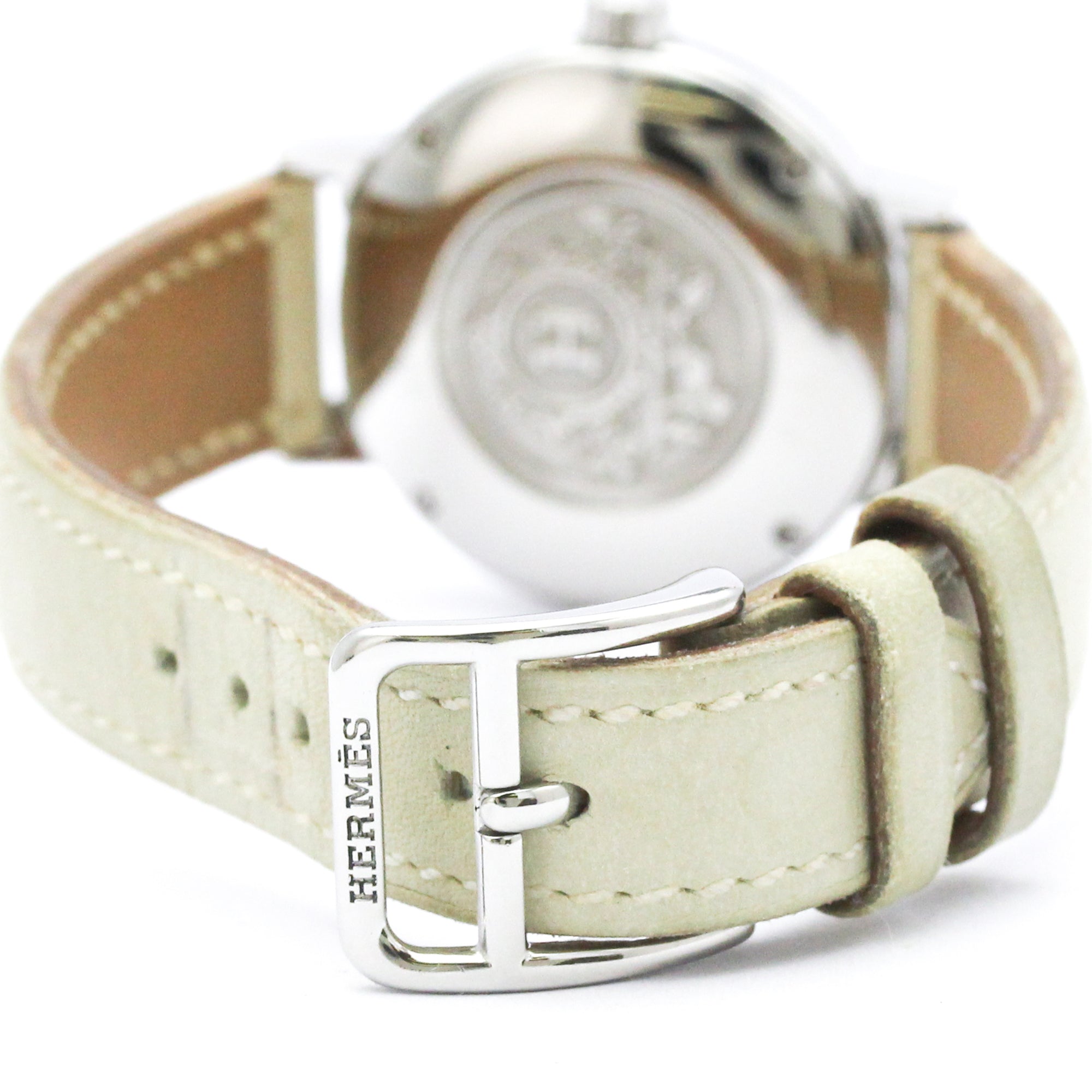 Hermes Nomade Quartz Watch Stainless Steel And Leather Watch (Pre-Owned)