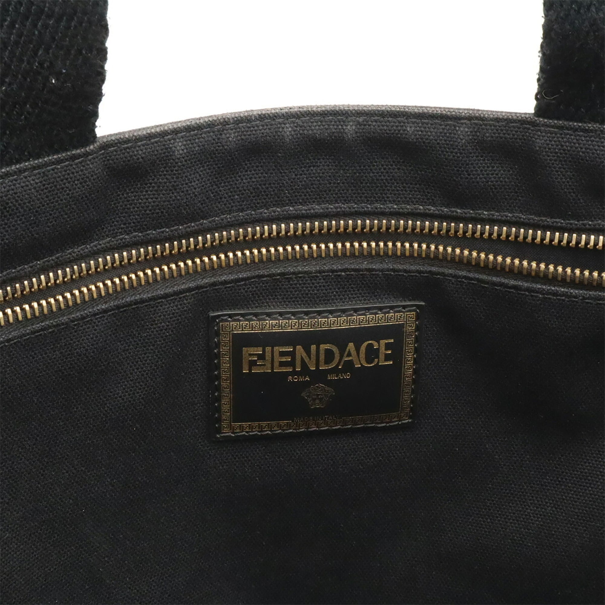 Fendi Black Gold Canvas Shoulder Bag Tote Bag (Pre-Owned)