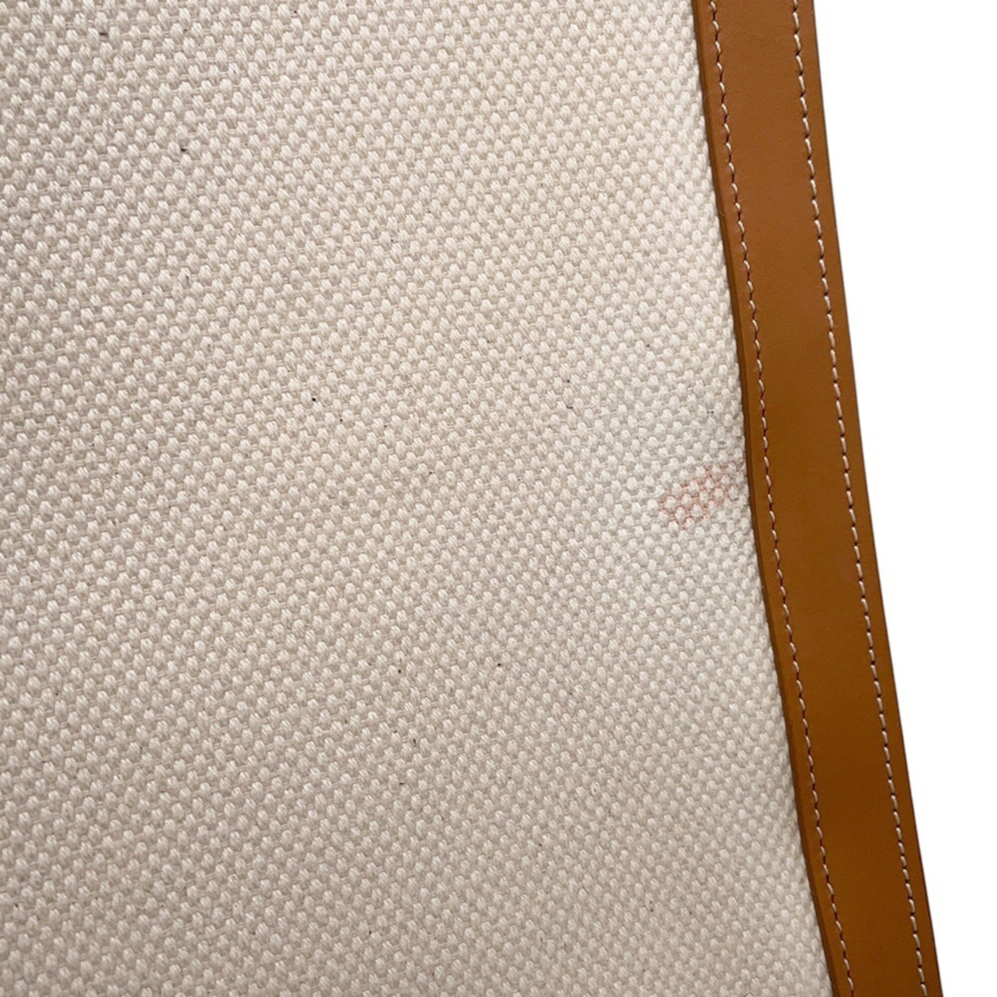 Celine Beige Brown Canvas Leather Handbag Shoulder Bag Tote Bag (Pre-Owned)