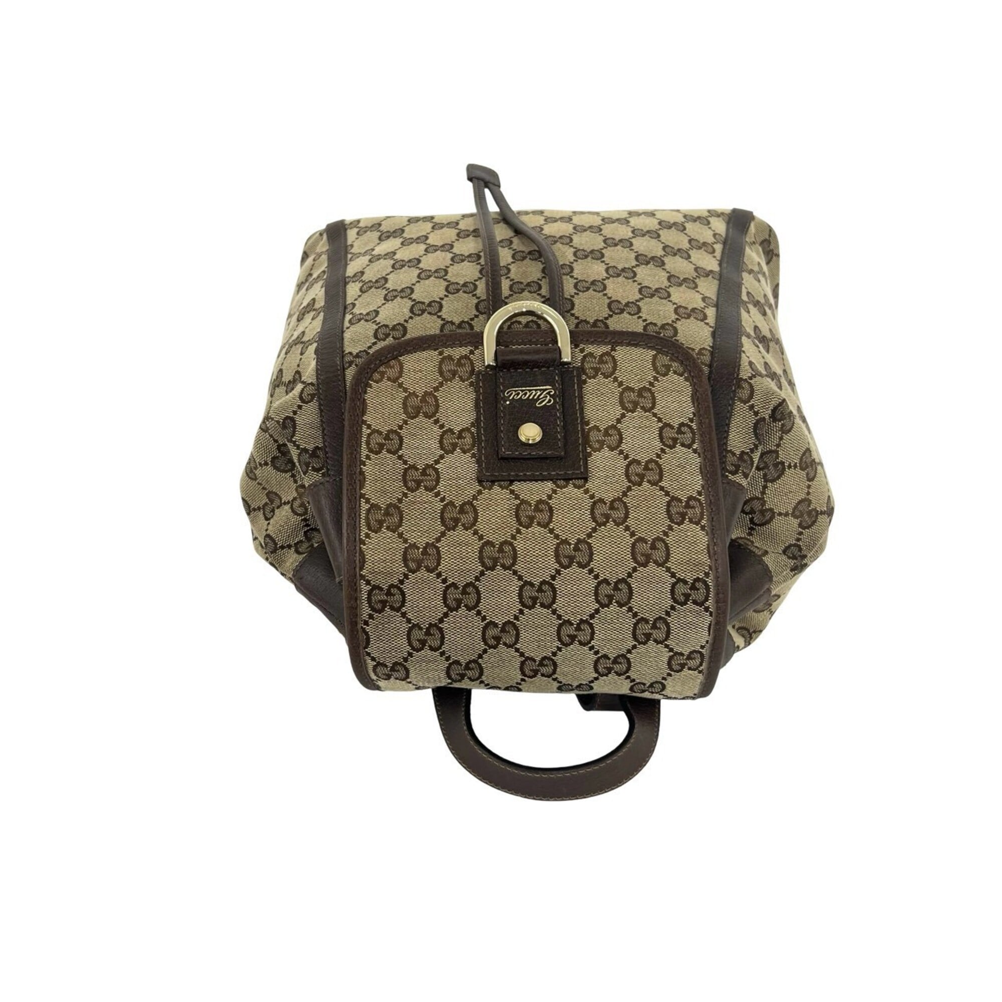 Gucci Brown Canvas Leather Backpack (Pre-Owned)