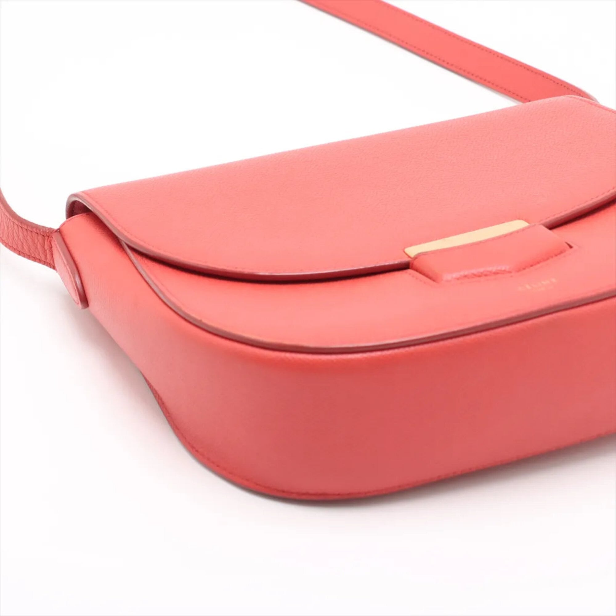Celine Red Color Leather Crossbody Bag Handbag Shoulder Bag Tote Bag (Pre-Owned)