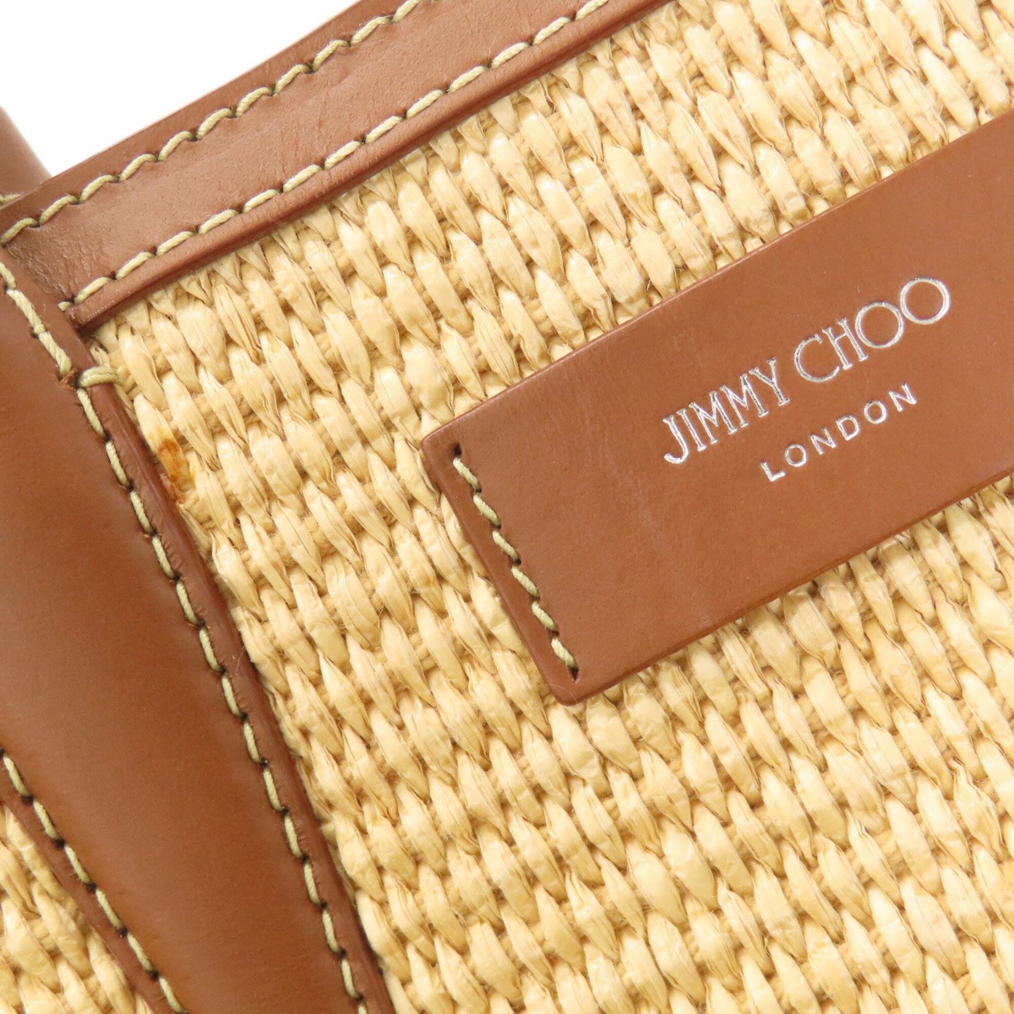 Jimmy Choo Brown Raffia Leather Tote Bag (Pre-Owned)
