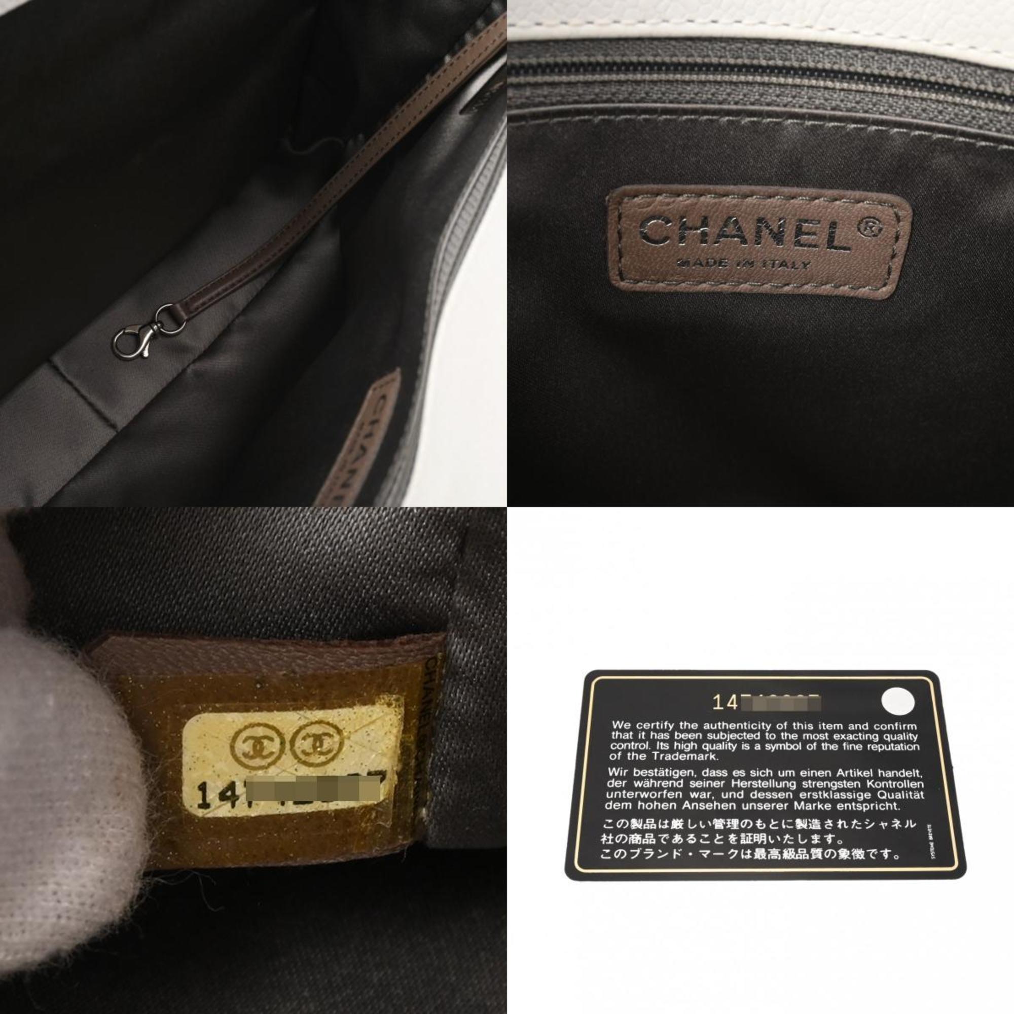 Chanel Black White Caviar Leather Tote Bag (Pre-Owned)
