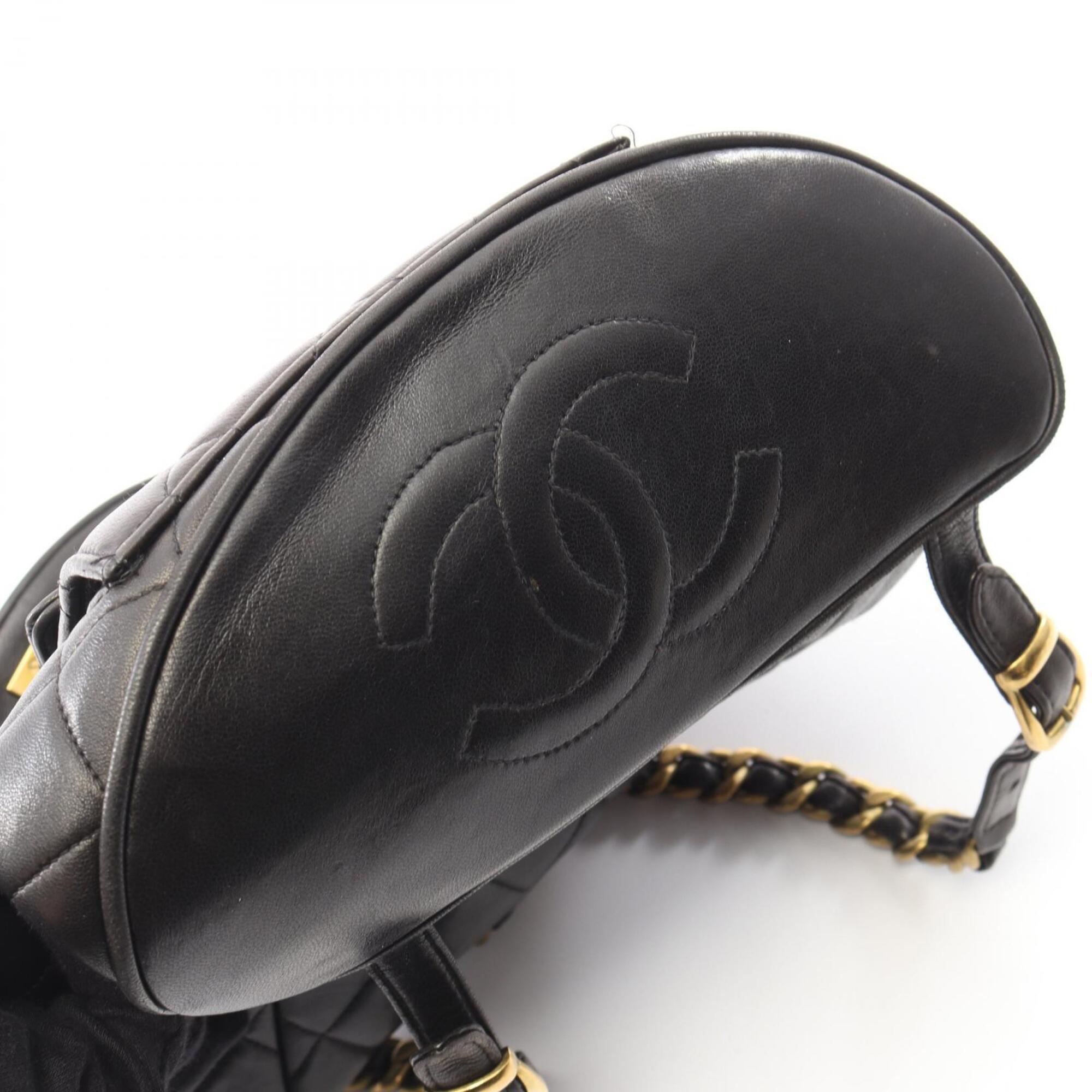 Chanel Matelasse Black Leather Backpack Handbag (Pre-Owned)