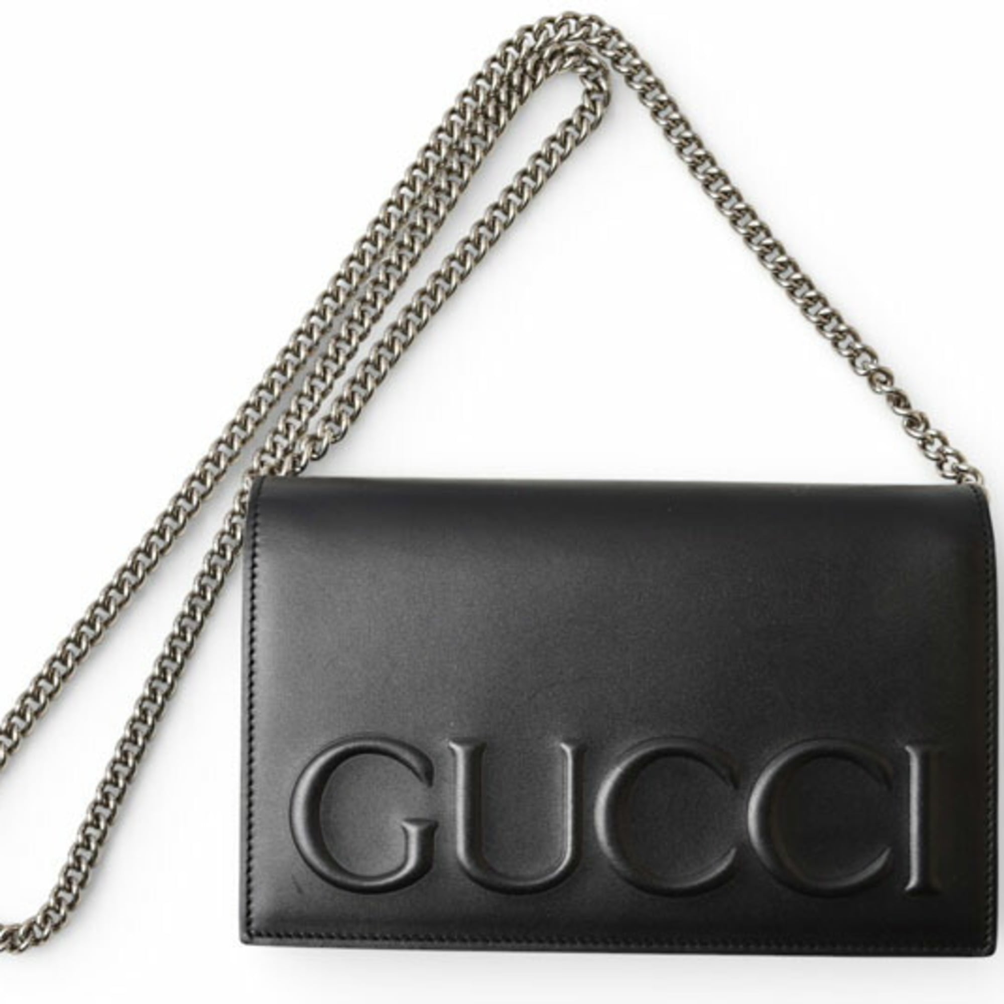 Gucci Black Leather Clutch Bag Shoulder Bag (Pre-Owned)