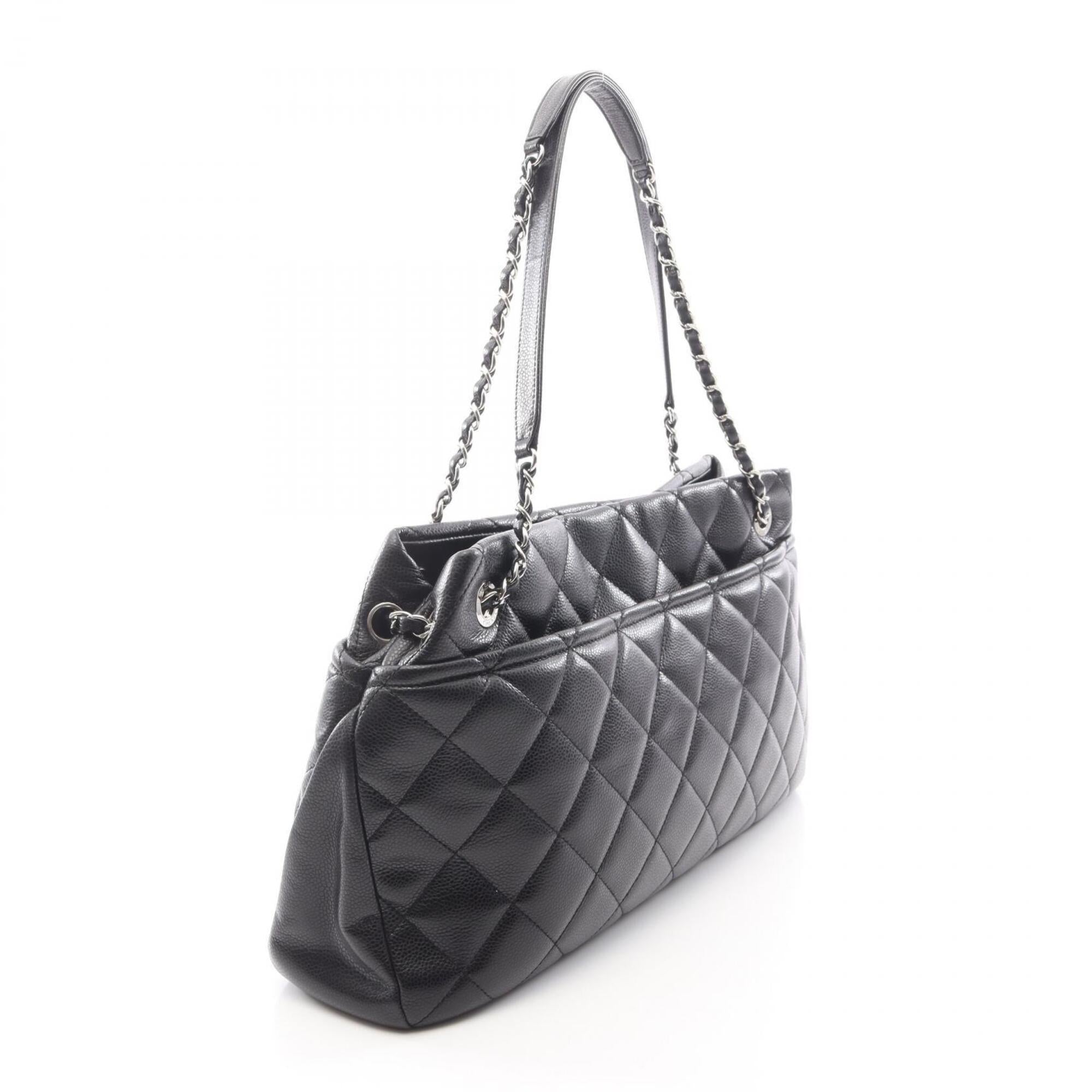 Chanel Black Grained Calfskin Handbag Tote Bag (Pre-Owned)