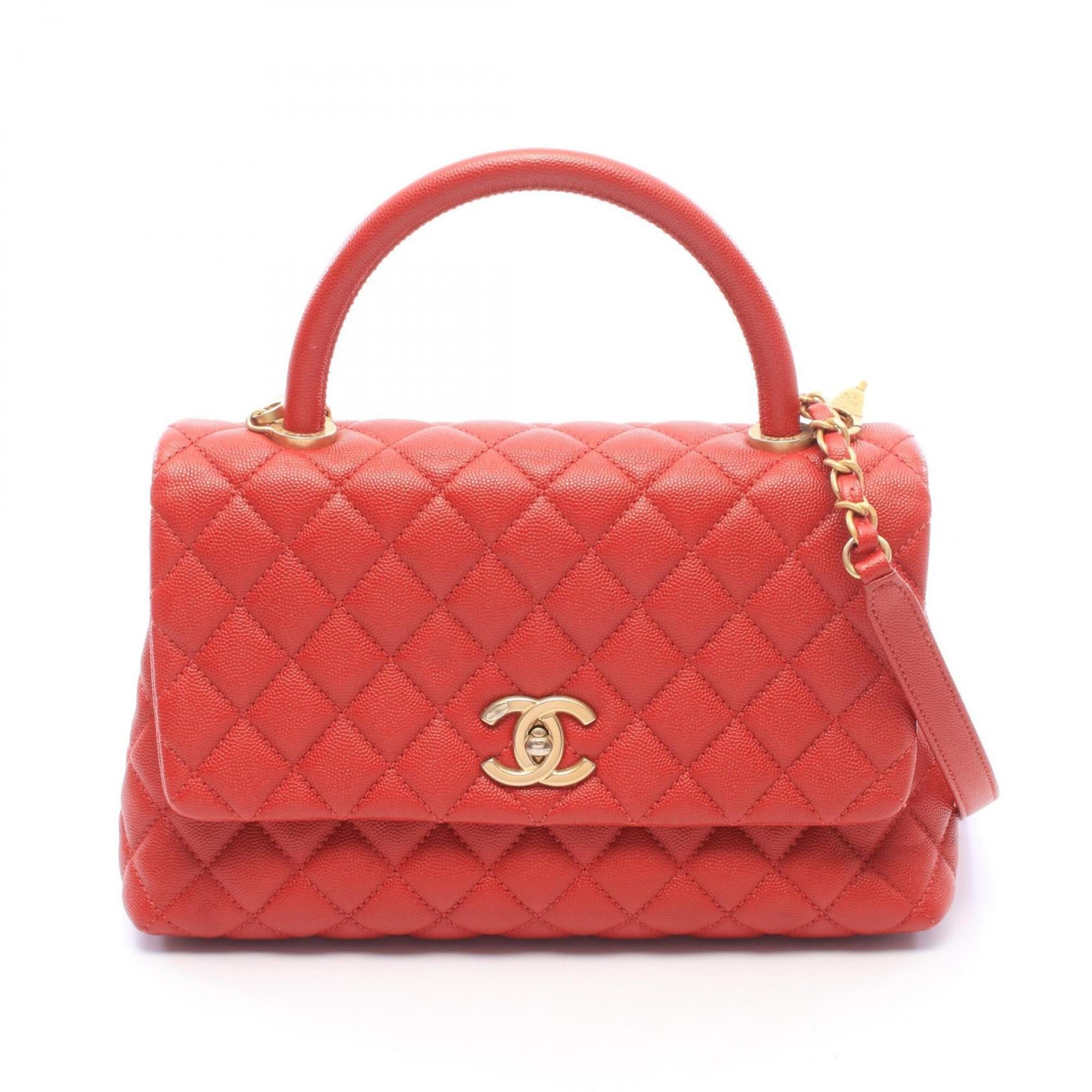Chanel Matelasse Red Color Grained Calfskin Handbag (Pre-Owned)