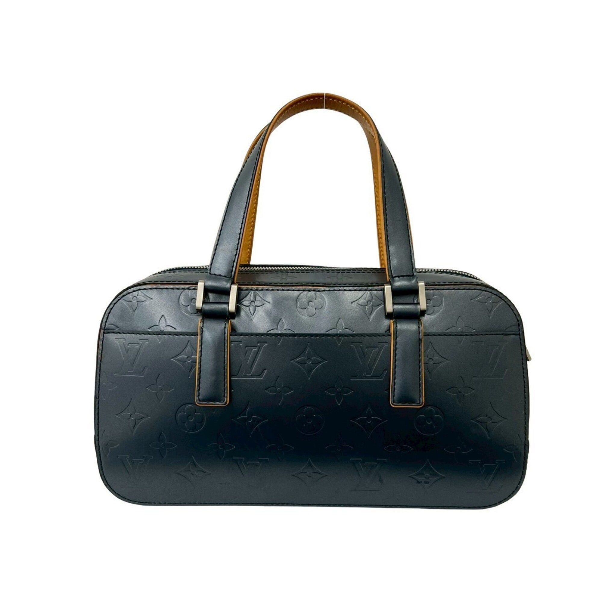 Louis Vuitton Navy Leather Boston Bag Handbag (Pre-Owned)