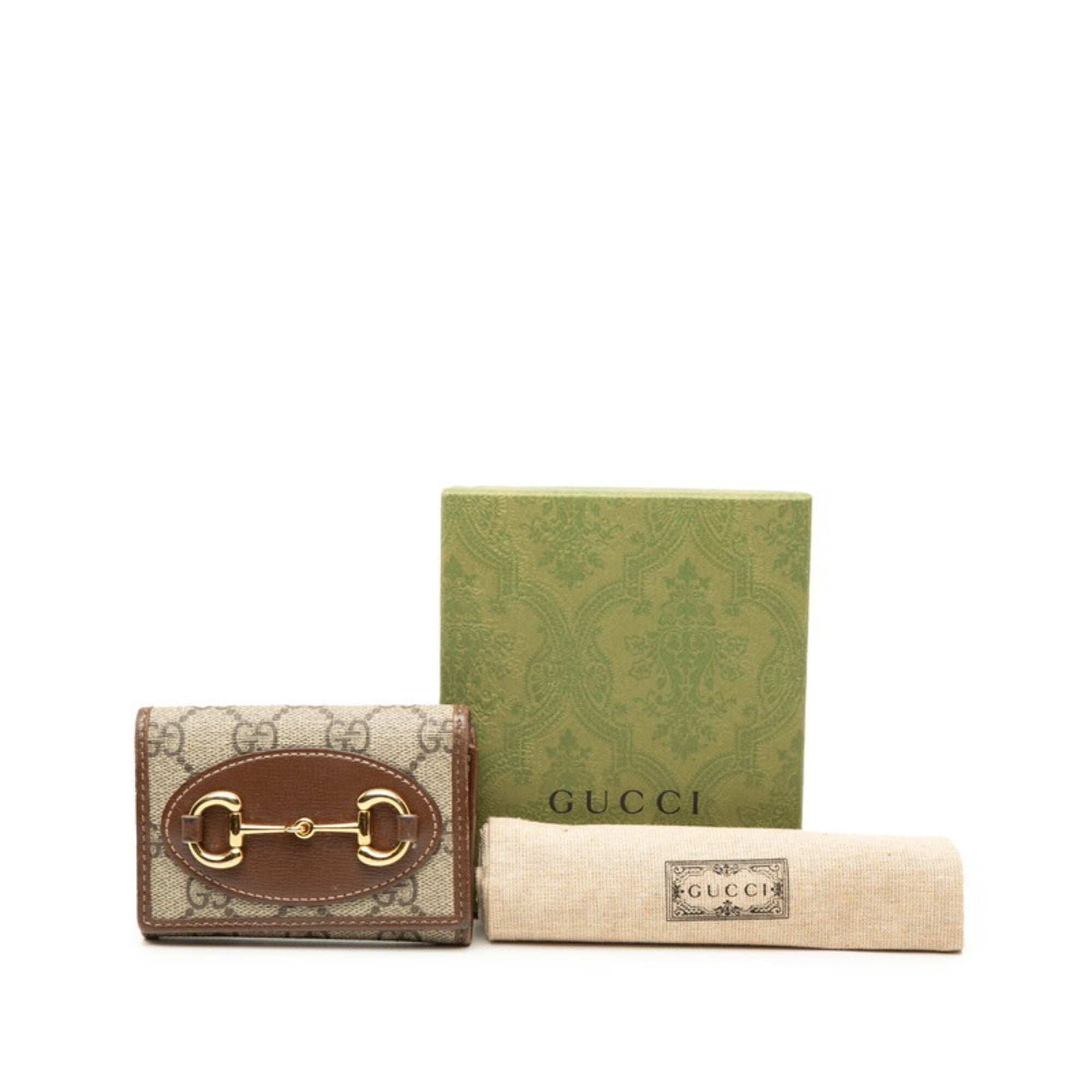 Gucci Gg Supreme Beige Brown Pvc Leather Wallet (Tri-Fold) (Pre-Owned)