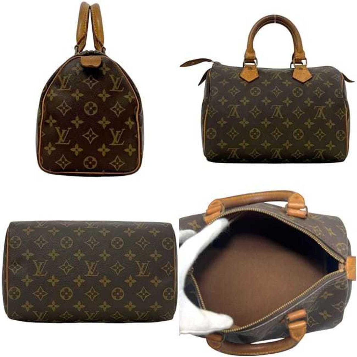 Louis Vuitton Black Brown Monogram Canvas Leather Handbag (Pre-Owned)
