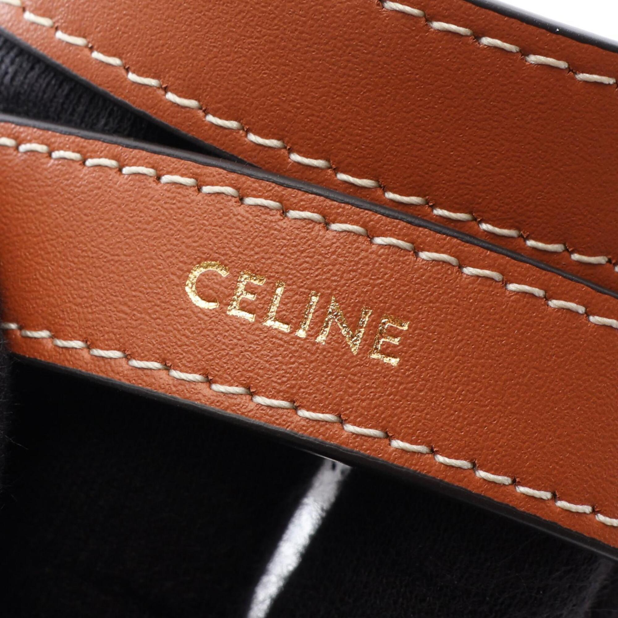 Celine Black Brown Coated Canvas Pvc Leather Handbag (Pre-Owned)