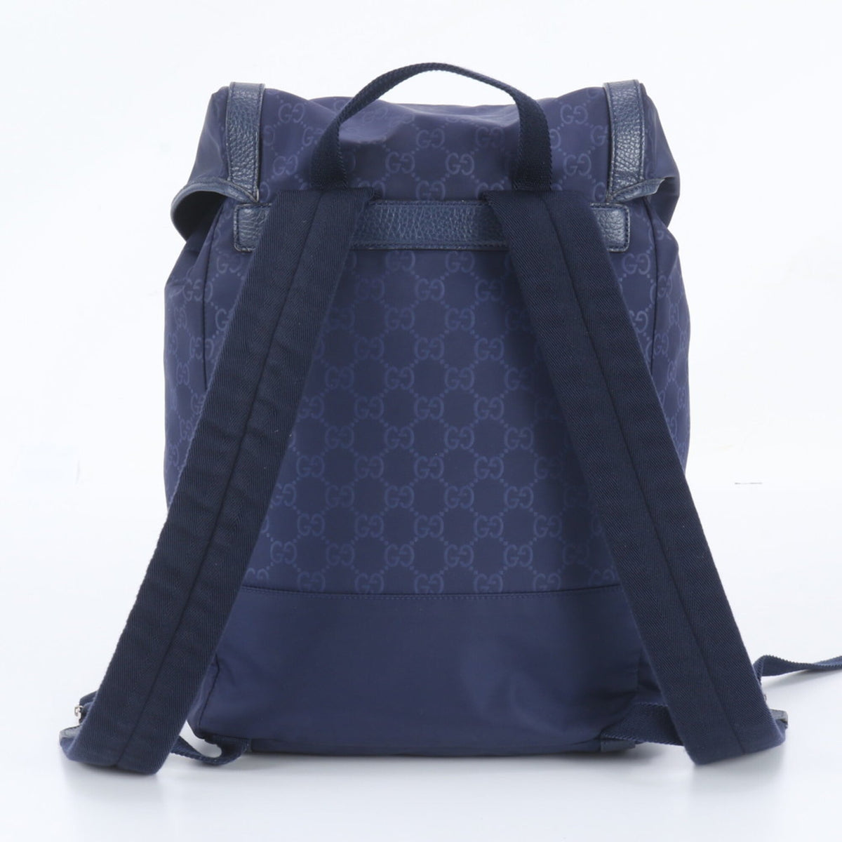 Gucci Blue Leather Nylon Backpack Shoulder Bag (Pre-Owned)