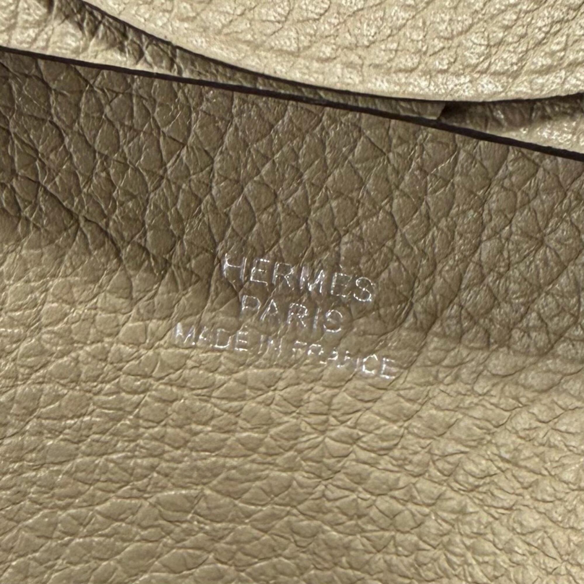 Hermes Bastia Beige Evercalf Leather Coin Purse/Coin Case (Pre-Owned)