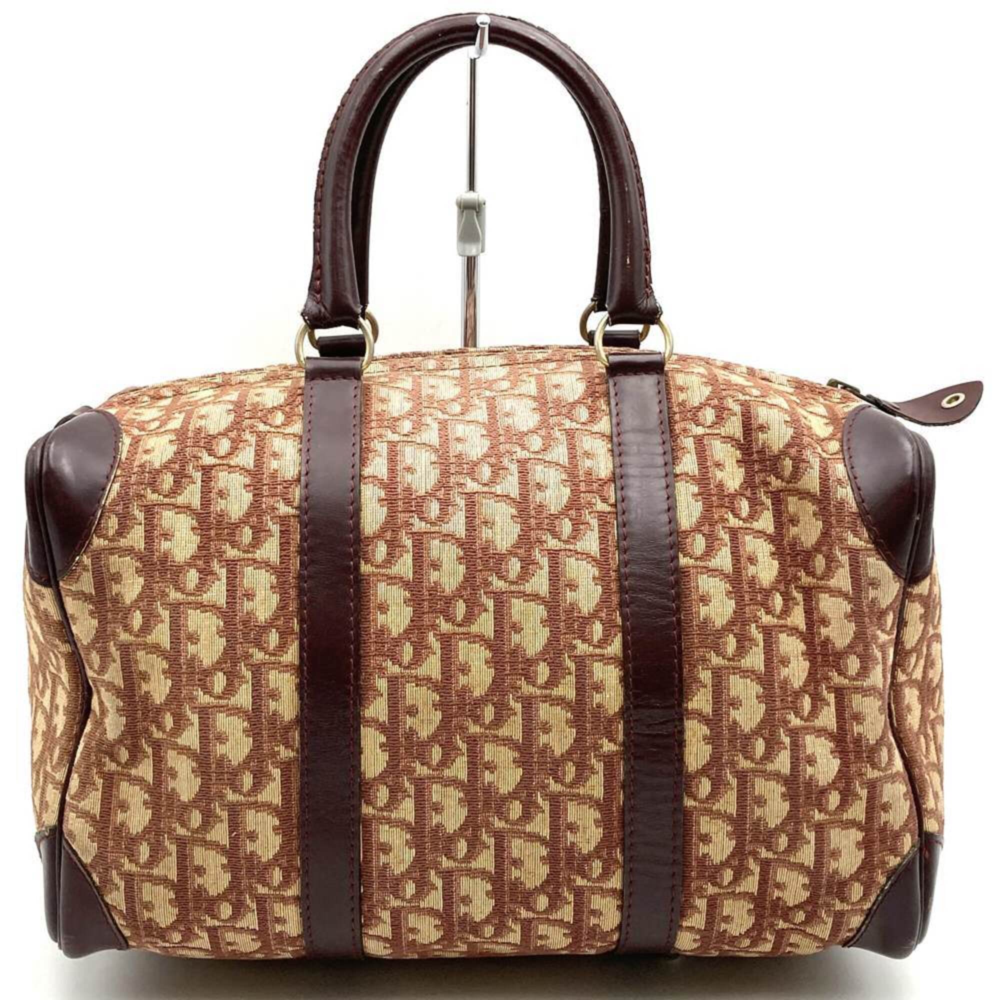 Christian Dior Red Color Wine Trotter Canvas Leather Boston Bag (Pre-Owned)