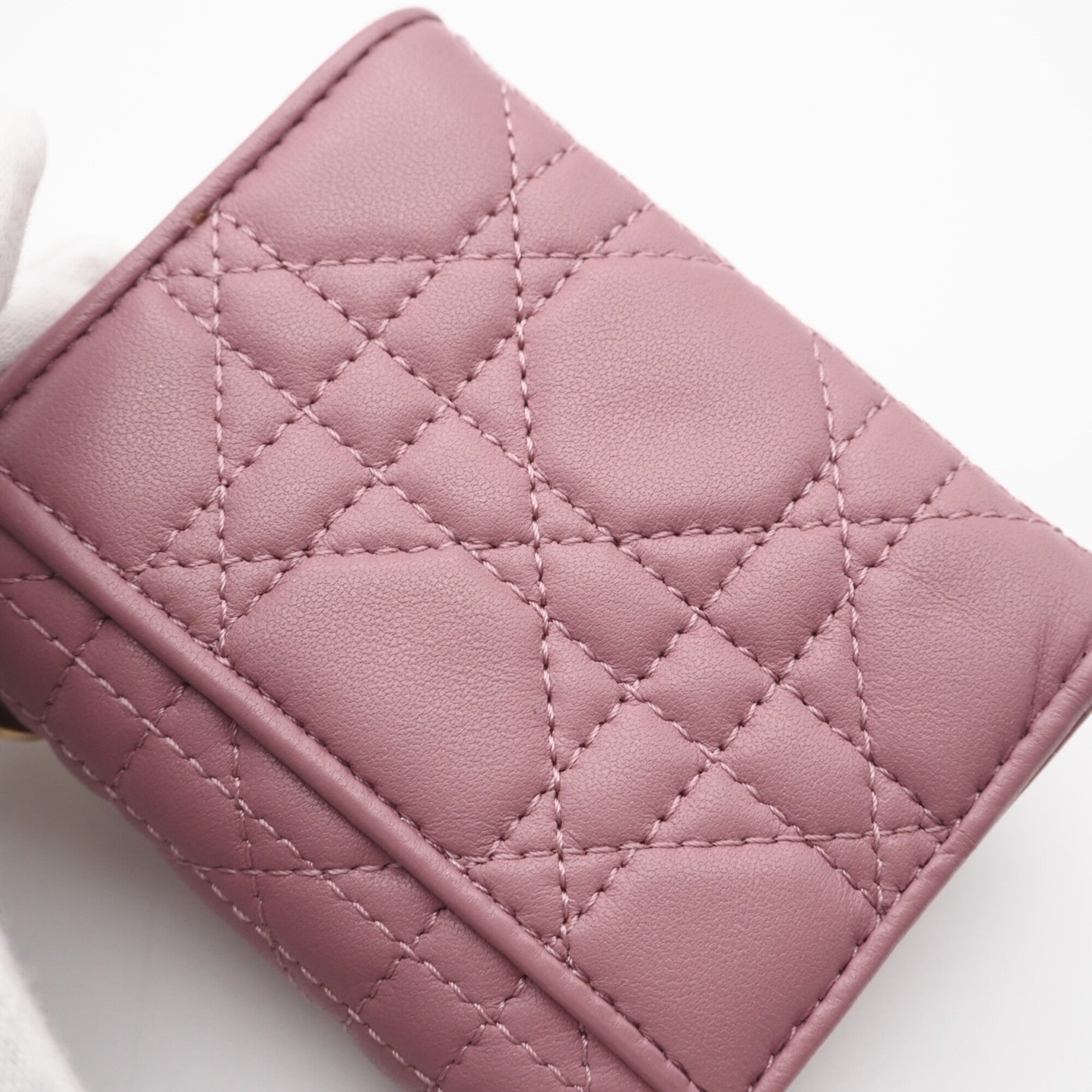 Christian Dior Lady Dior Pink Leather Wallet (Tri-Fold) (Pre-Owned)