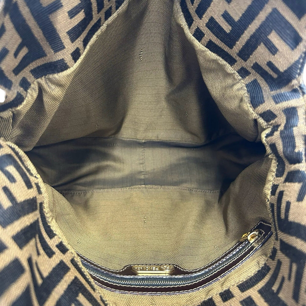 Fendi Black Brown Canvas Leather Shoulder Bag Tote Bag (Pre-Owned)