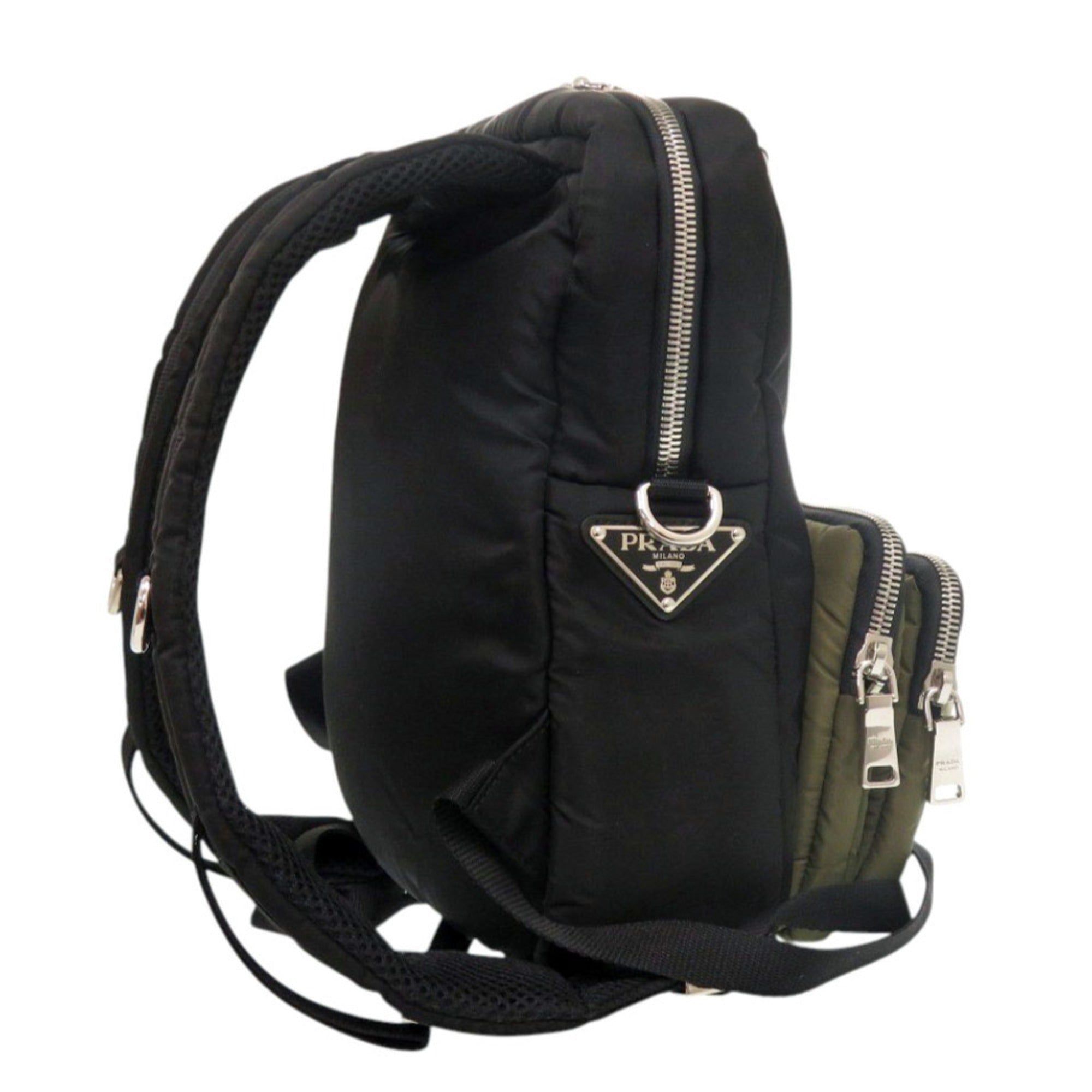 Prada Black Khaki Nylon Backpack (Pre-Owned)