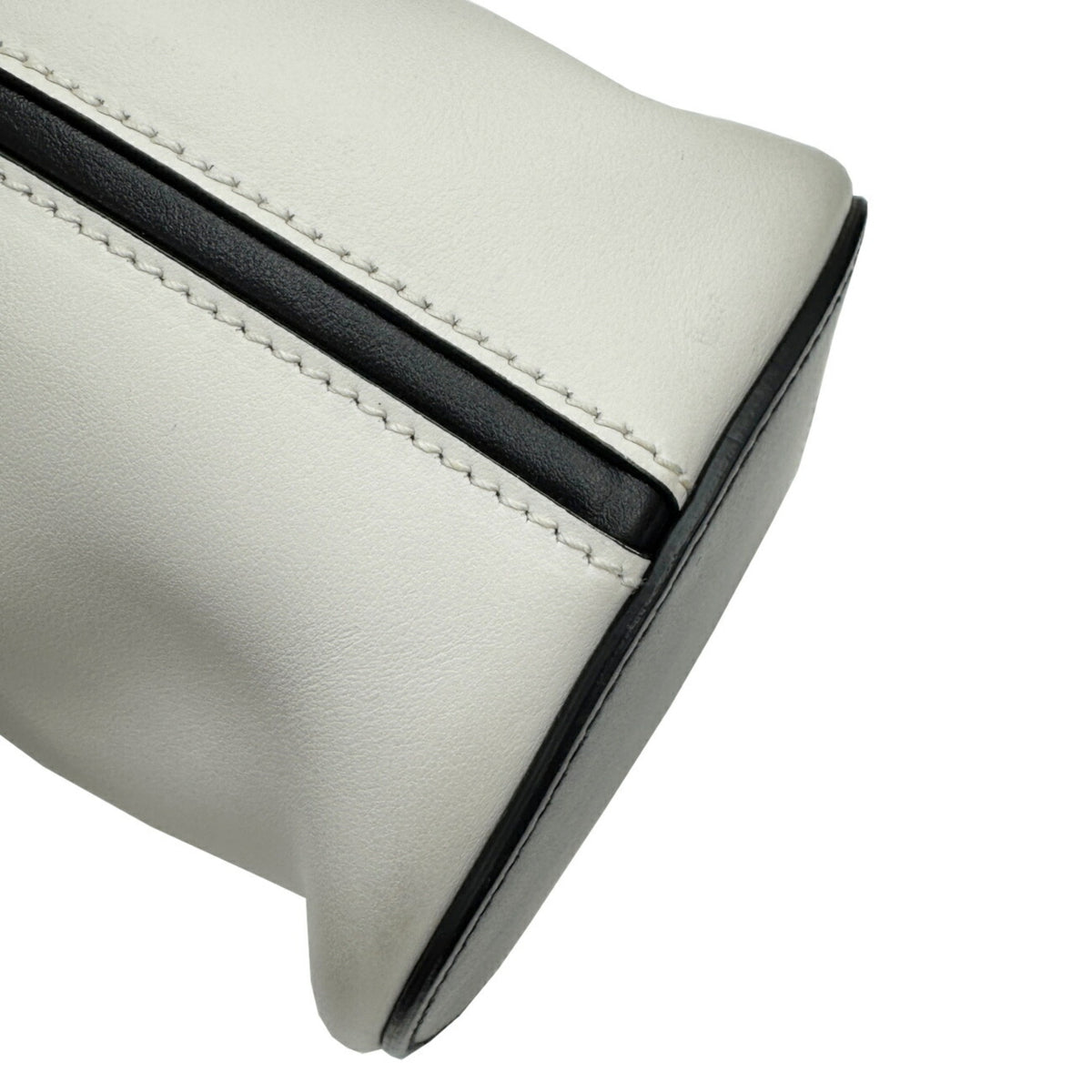 Prada Black White Leather Handbag Shoulder Bag (Pre-Owned)
