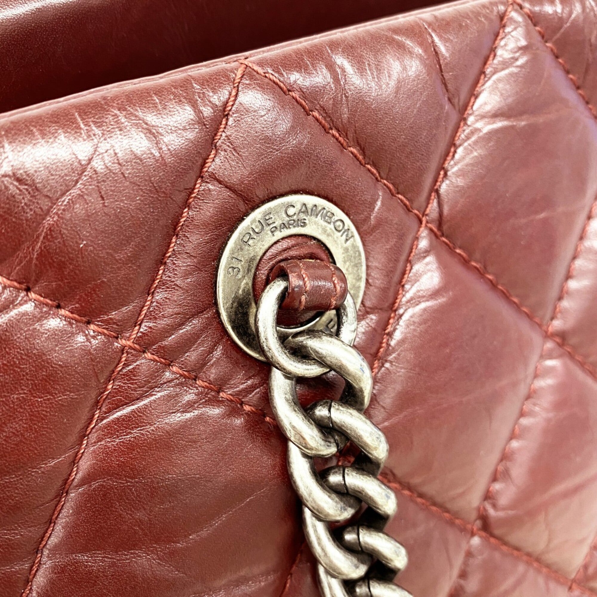 Chanel Bordeaux Leather Tote Bag (Pre-Owned)