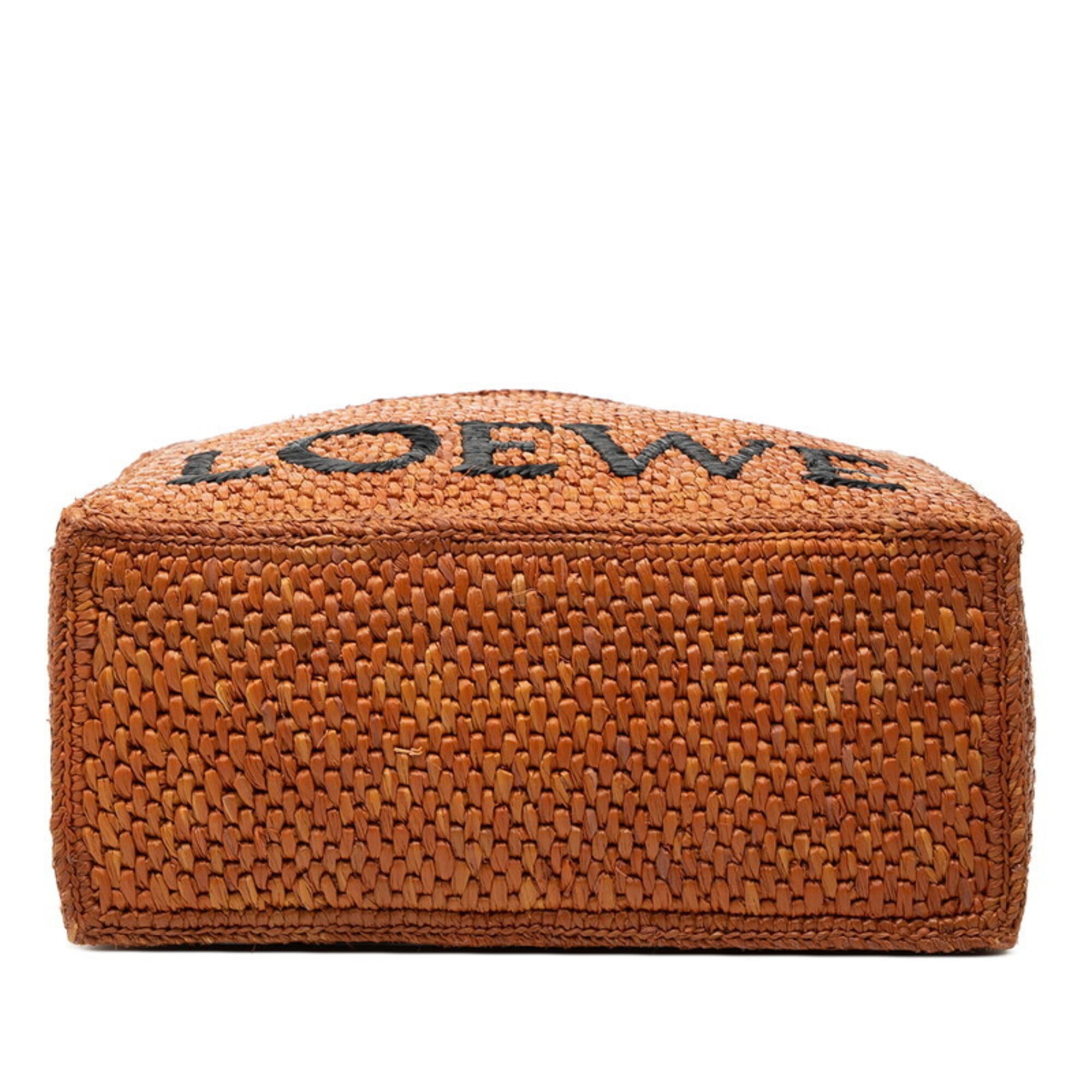 Loewe Brown Raffia Leather Handbag Shoulder Bag (Pre-Owned)