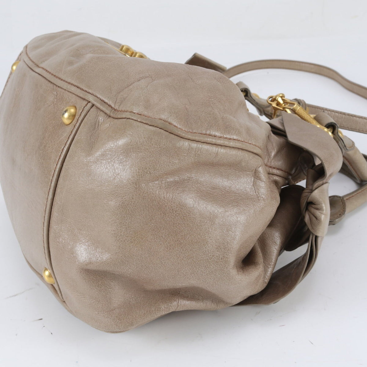 Miu Miu Beige Leather Crossbody Bag Handbag Shoulder Bag Tote Bag (Pre-Owned)