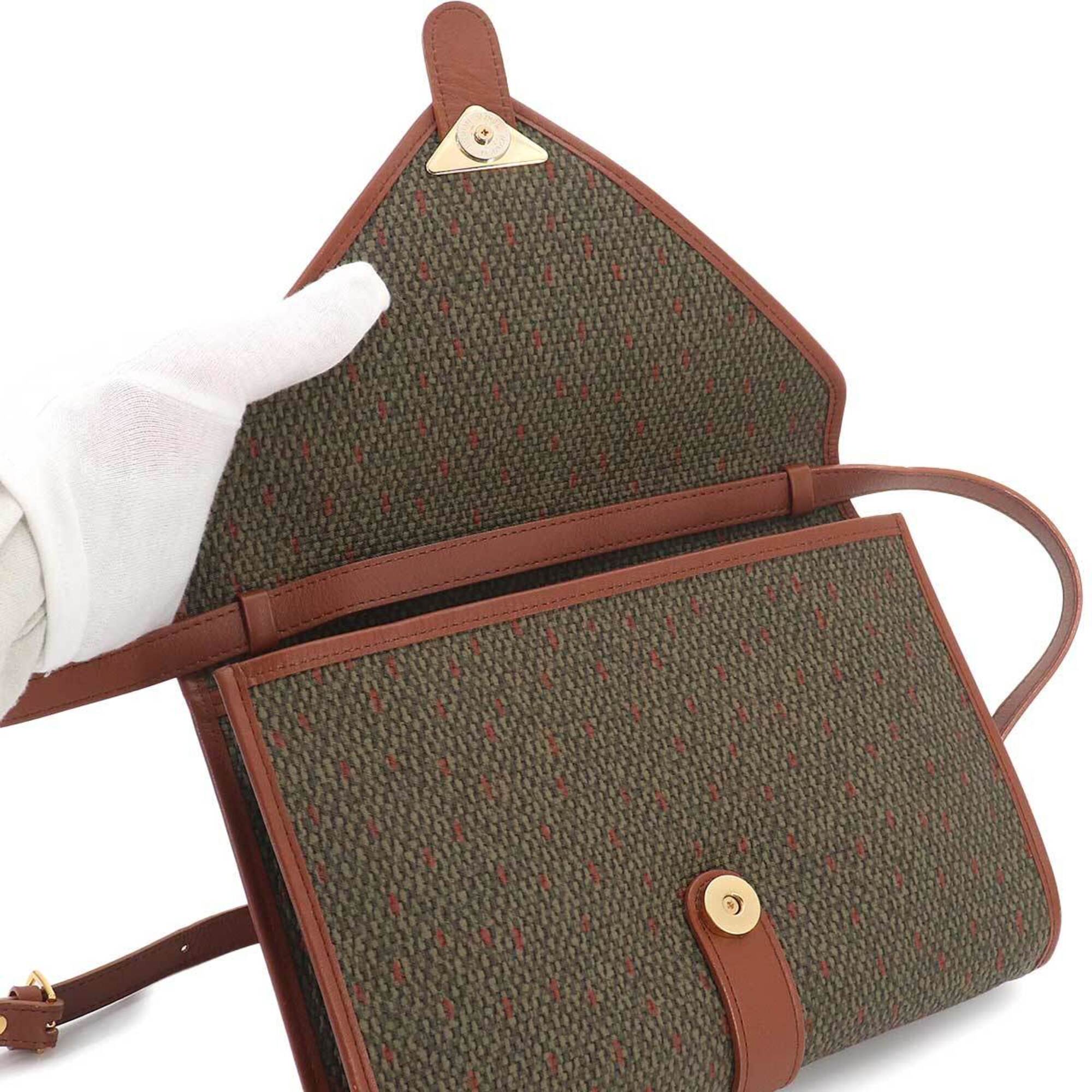 Yves Saint Laurent Brown Green Pvc Leather Handbag Shoulder Bag (Pre-Owned)