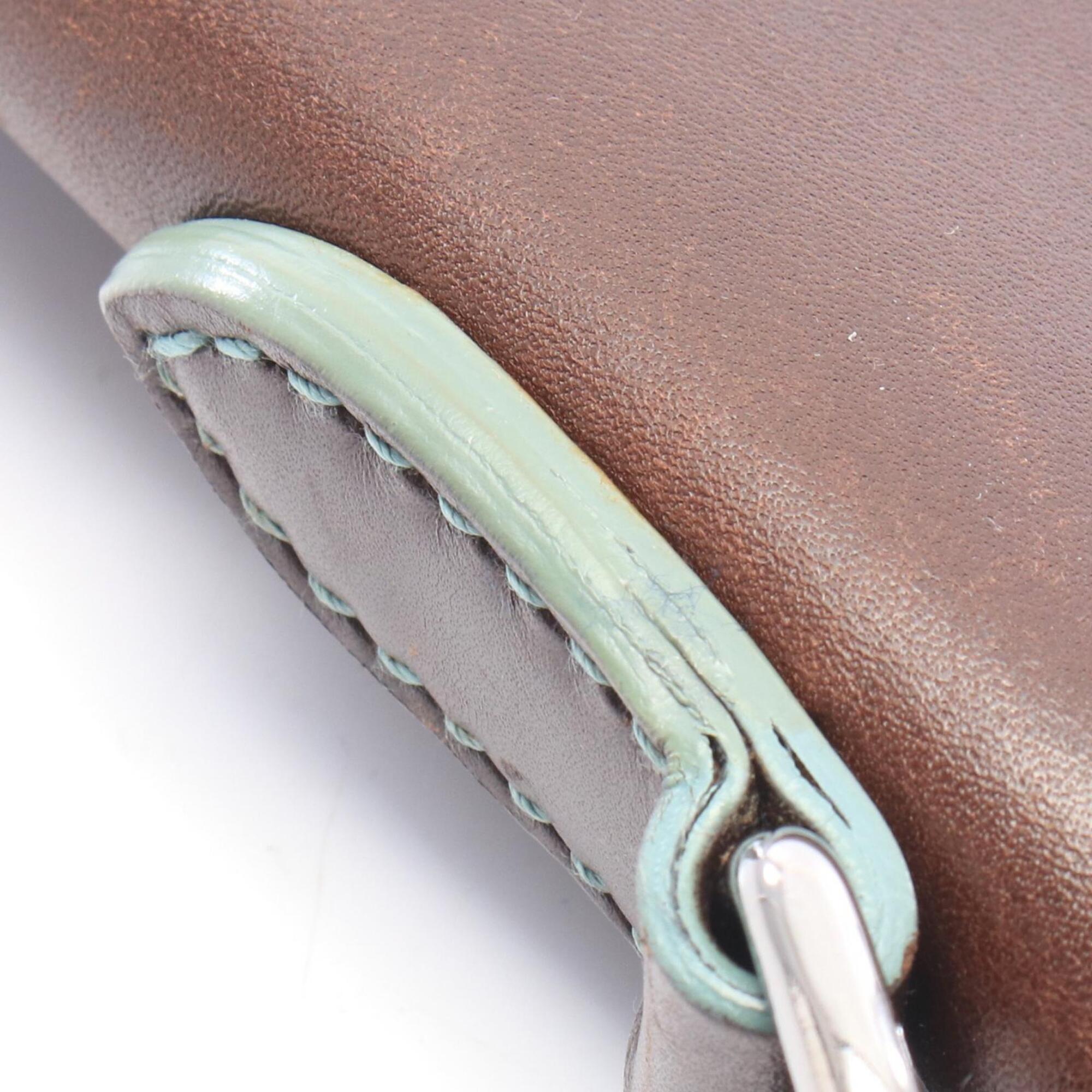 Salvatore Ferragamo Brown Leather Clutch Bag Handbag (Pre-Owned)