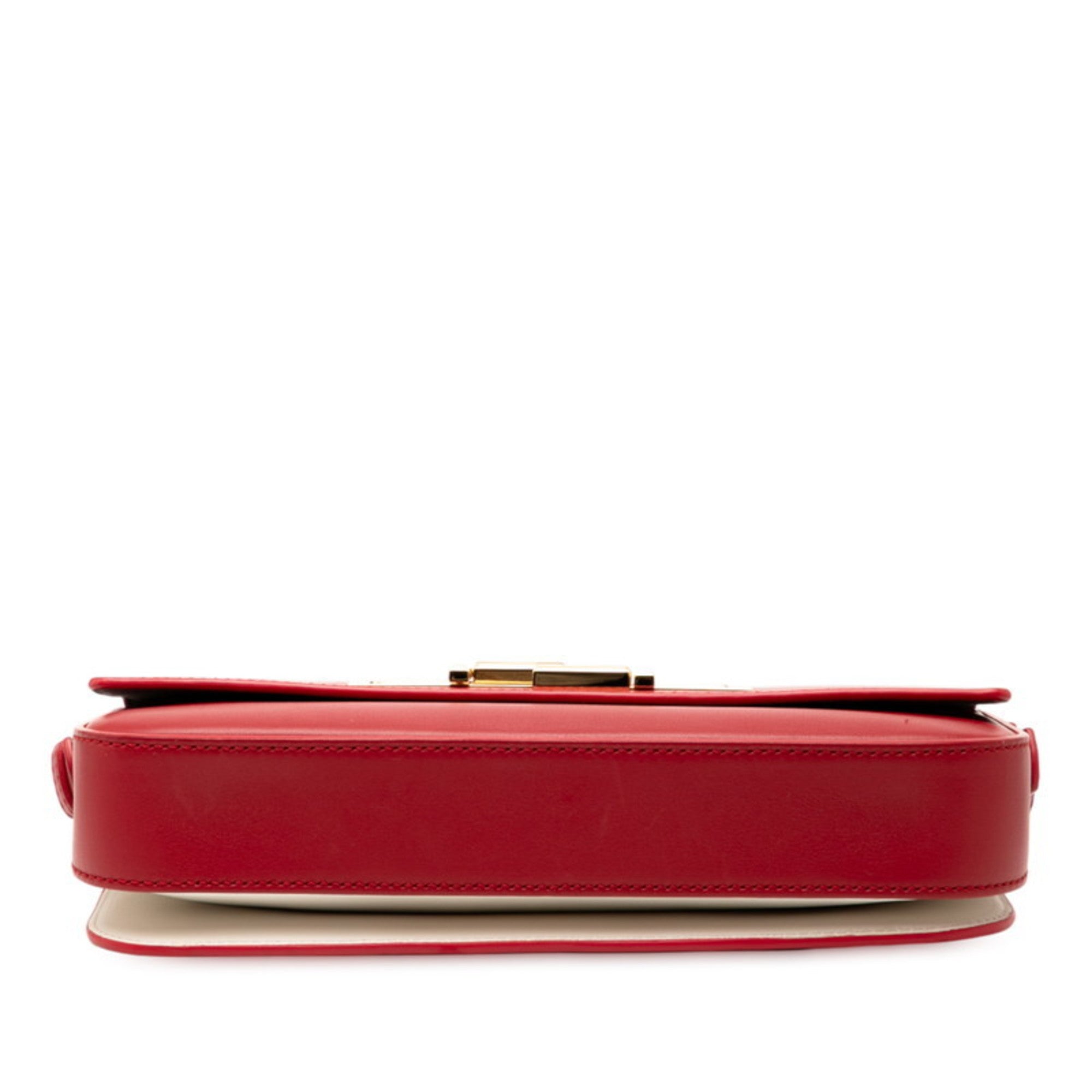 Fendi Red Color Leather Shoulder Bag (Pre-Owned)
