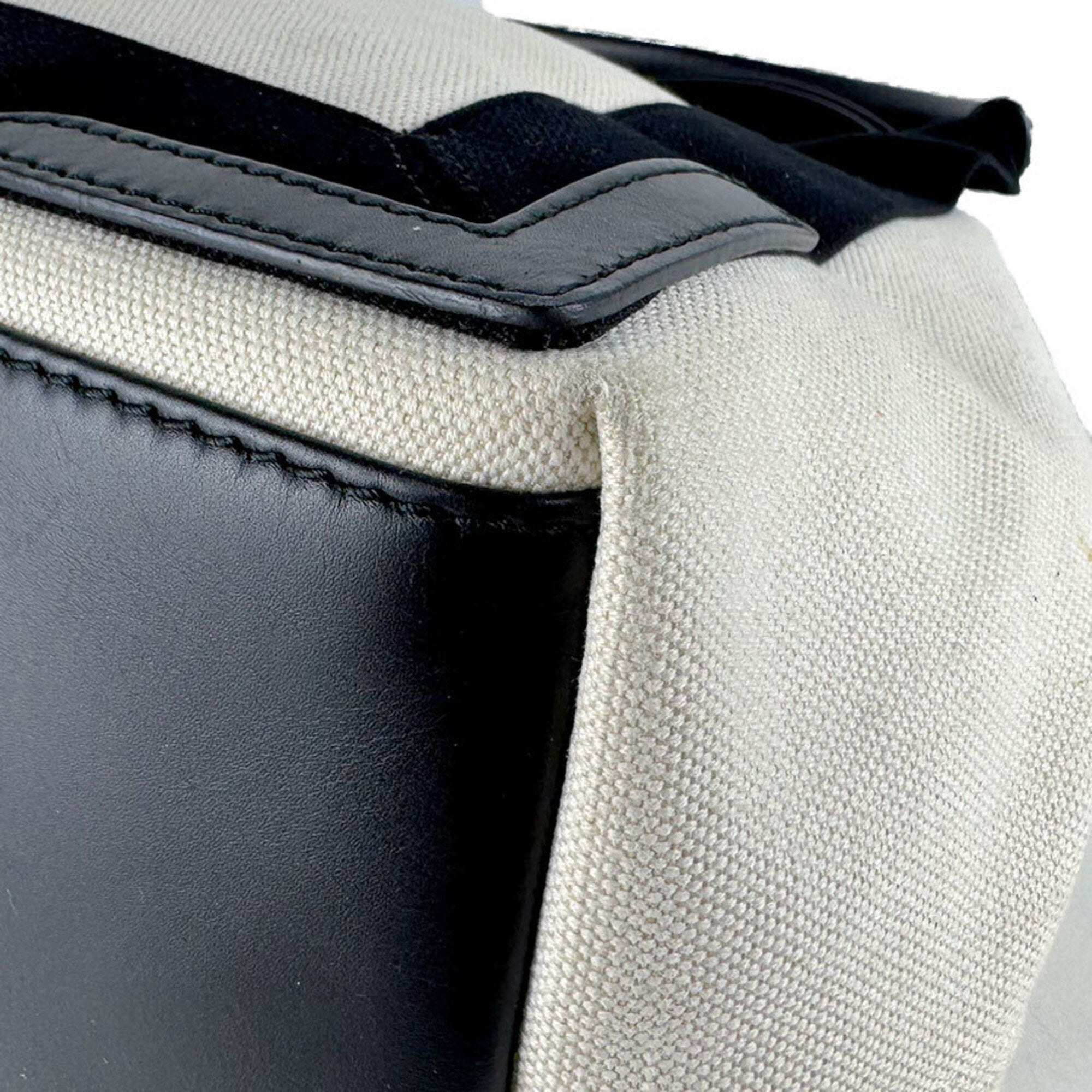 Balenciaga Black Ivory Canvas Leather Handbag (Pre-Owned)